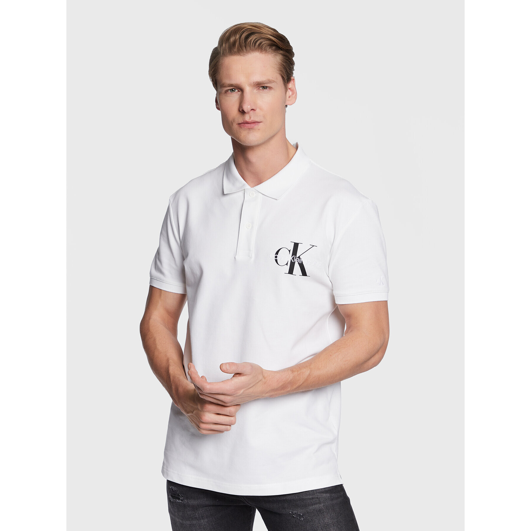 Calvin Klein Jeans Pólóing J30J322851 Fehér Regular Fit - Pepit.hu