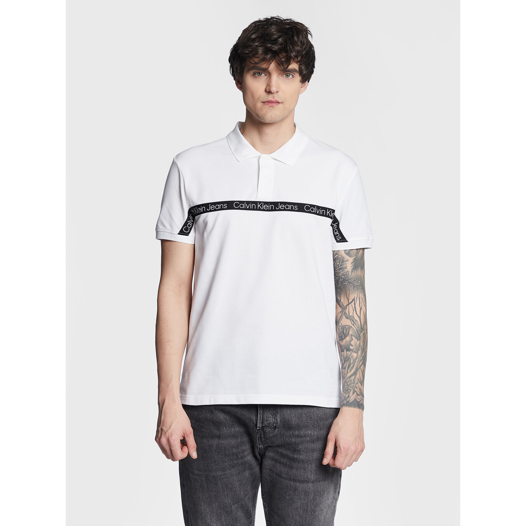 Calvin Klein Jeans Pólóing J30J322856 Fehér Regular Fit - Pepit.hu