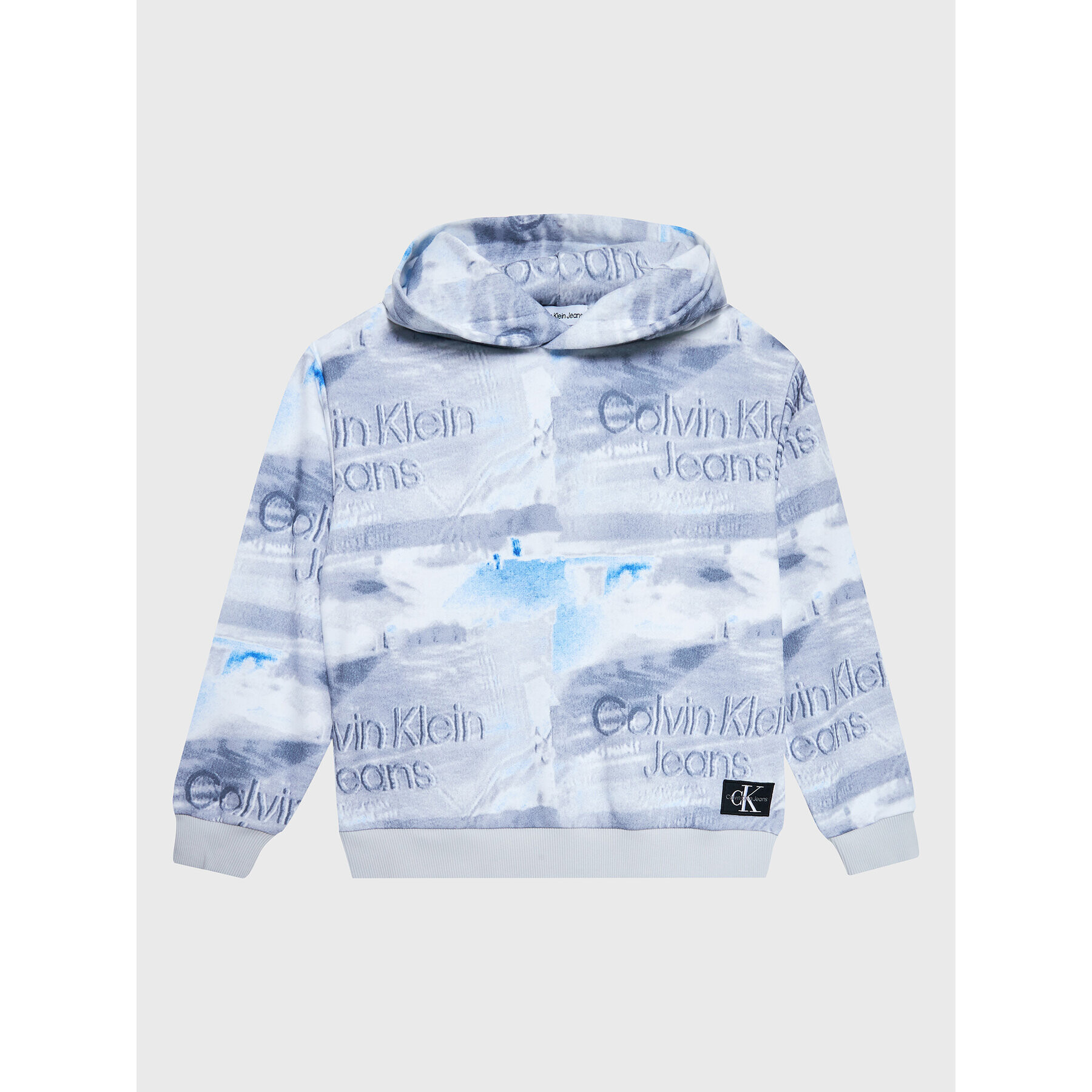 Calvin Klein Jeans Pulóver Aop Tv Print IB0IB01623 Szürke Regular Fit - Pepit.hu