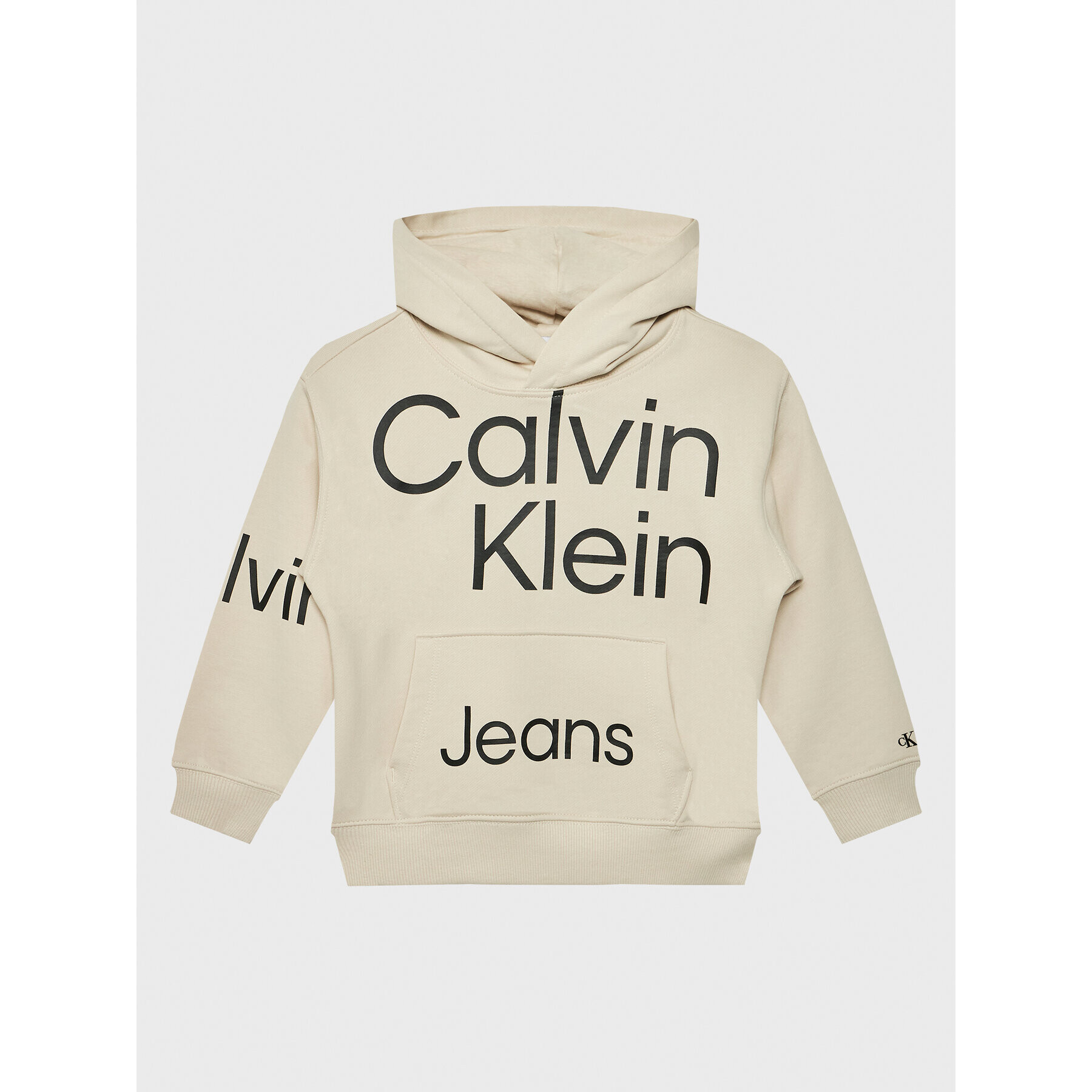 Calvin Klein Jeans Pulóver Bold Insitutional Logo IB0IB01442 Bézs Regular Fit - Pepit.hu