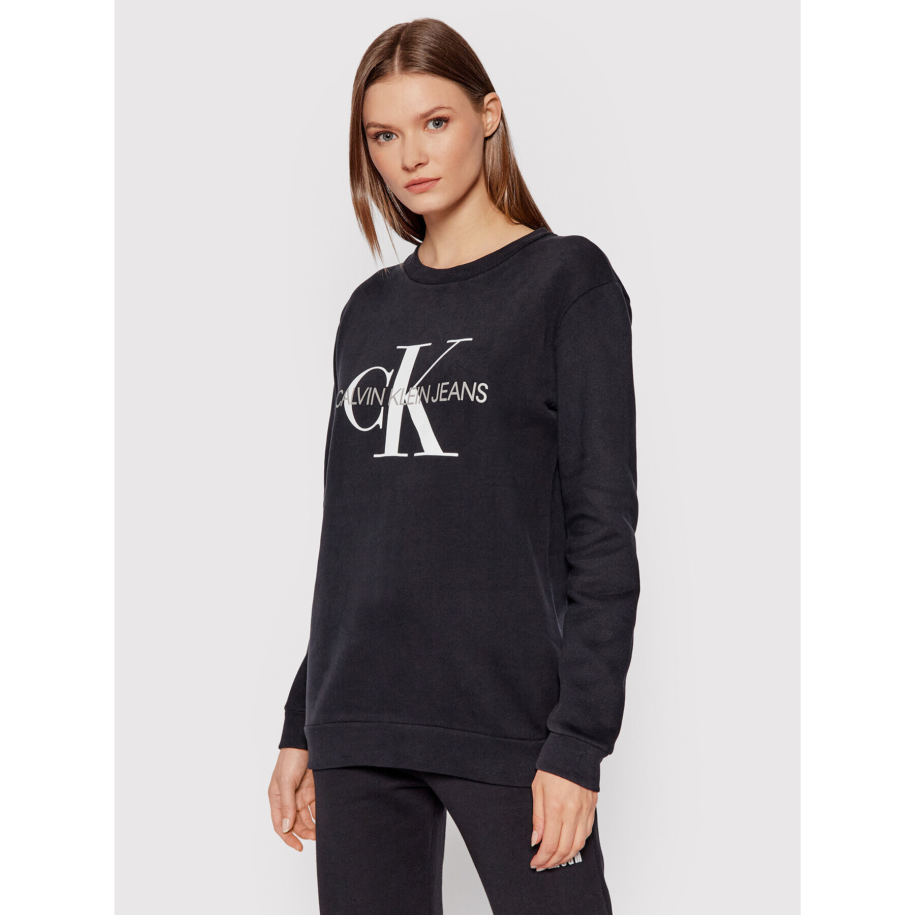 Calvin Klein Jeans Pulóver Core Monogram Logo J20J207877 Fekete Relaxed Fit - Pepit.hu