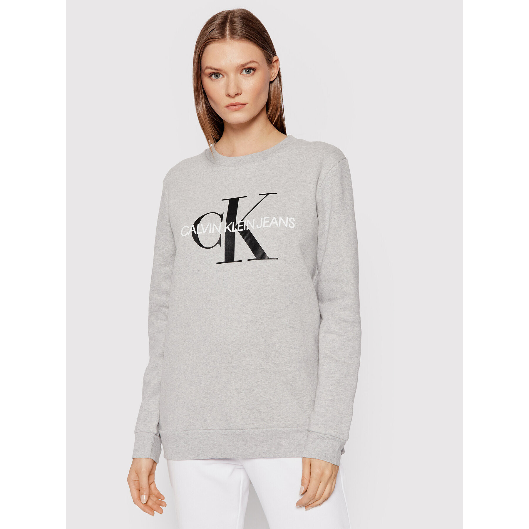 Calvin Klein Jeans Pulóver Core Monogram Logo J20J207877 Szürke Relaxed Fit - Pepit.hu