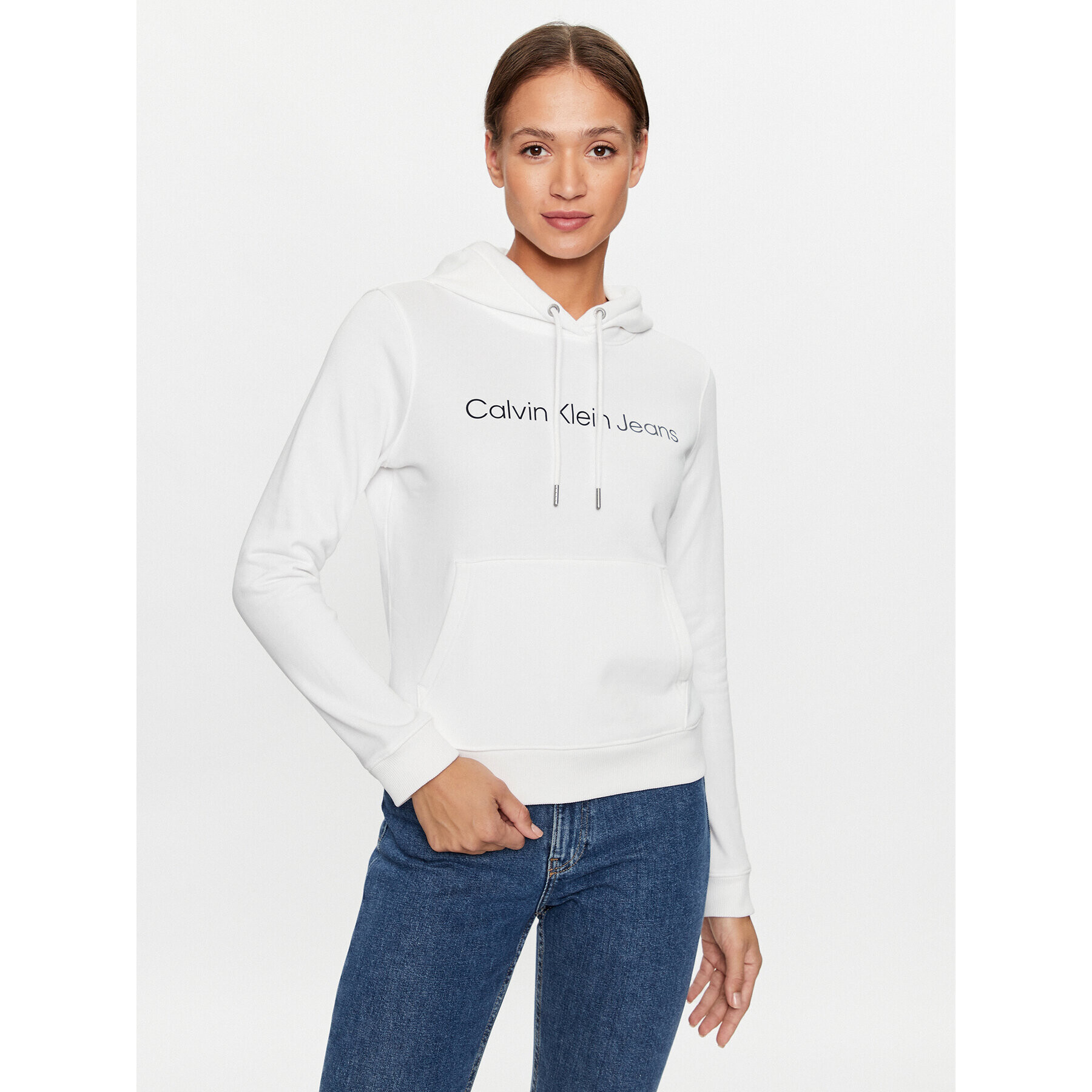 Calvin Klein Jeans Pulóver J20J220254 Fehér Regular Fit - Pepit.hu