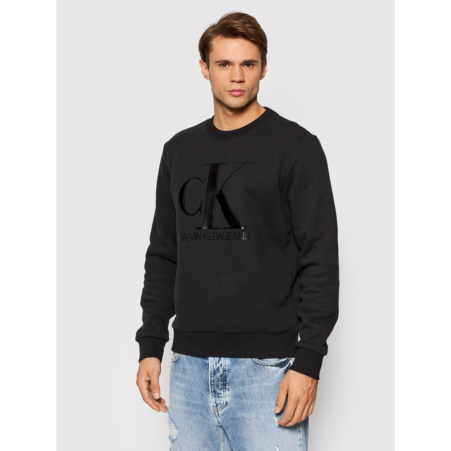 Calvin Klein Jeans Pulóver J30J318177 Fekete Regular Fit - Pepit.hu