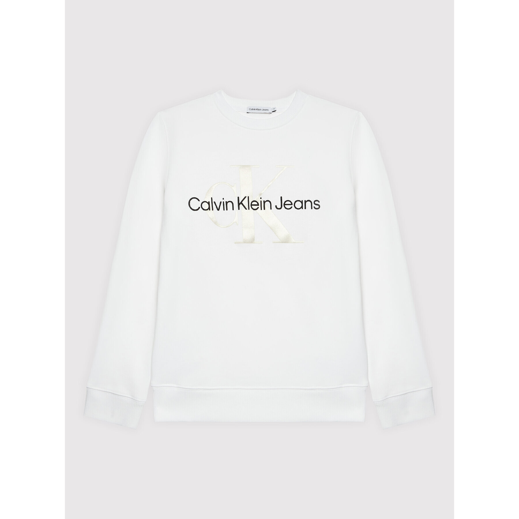 Calvin Klein Jeans Pulóver Monogram Logo IU0IU00265 Fehér Regular Fit - Pepit.hu