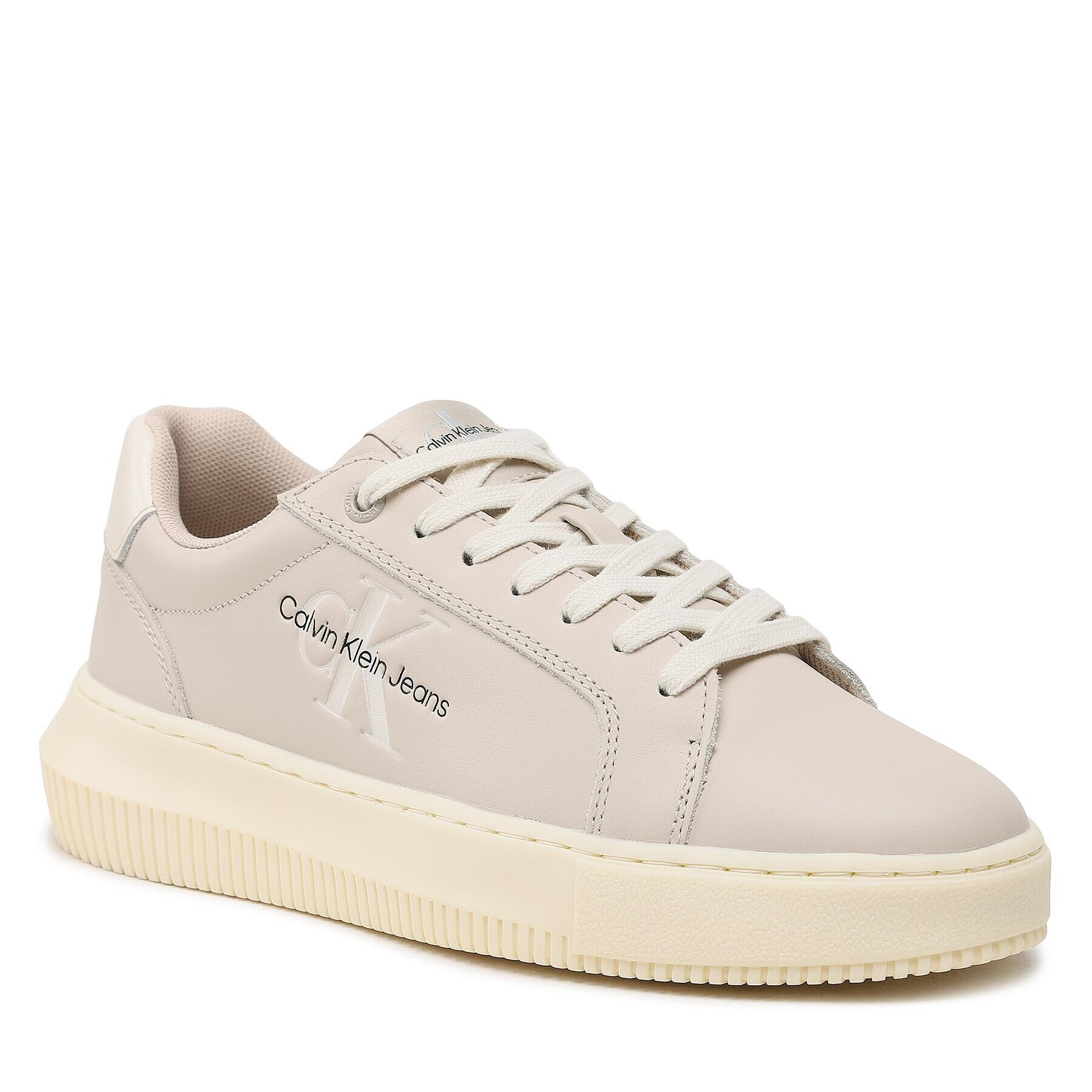 Calvin Klein Jeans Sportcipő Chunky Cupsole Laceup Lth Pearl YW0YW01096 Bézs - Pepit.hu