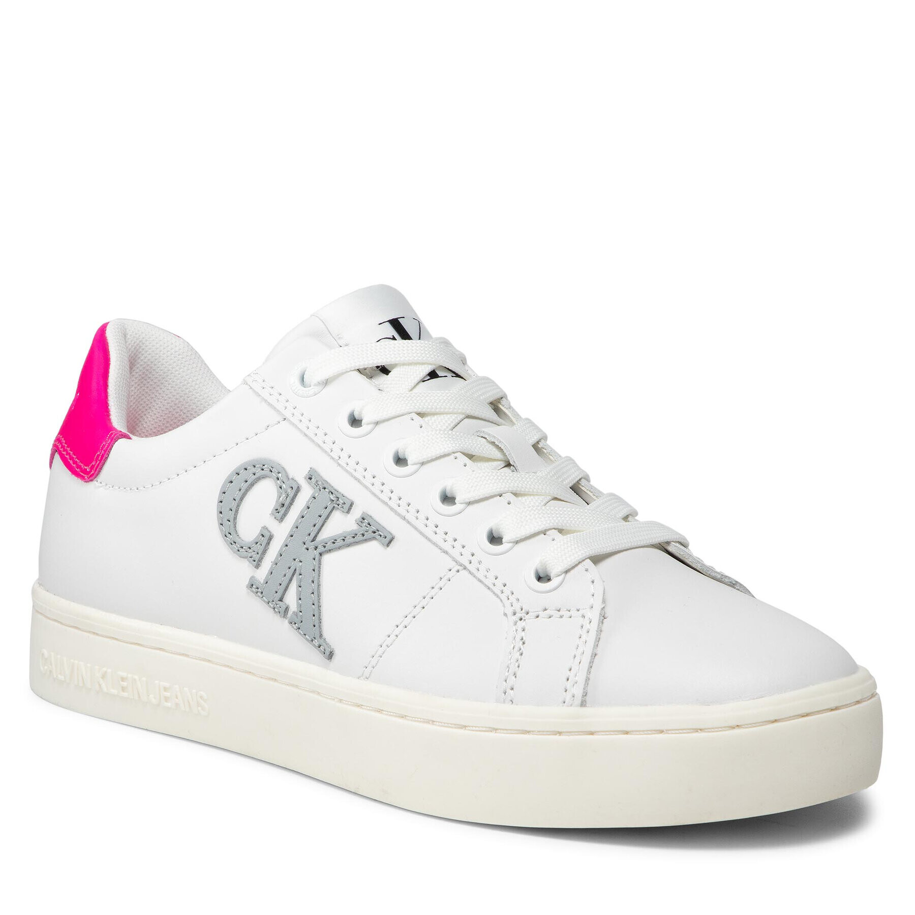 Calvin Klein Jeans Sportcipő Cupsole Laceup Sneaker Logo YW0YW00398 Fehér - Pepit.hu