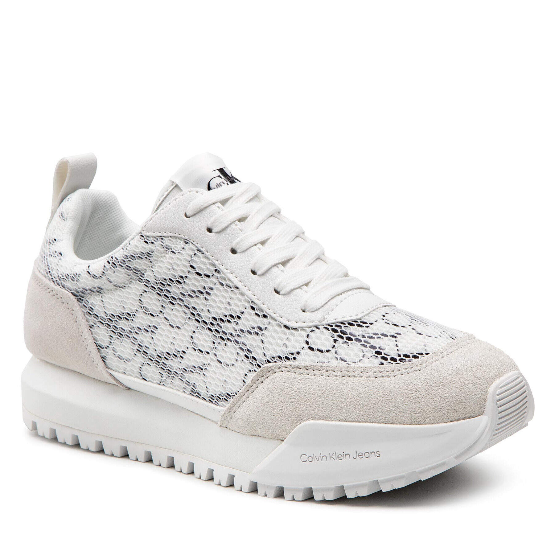 Calvin Klein Jeans Sportcipő New Retro Runner Laceup Aop YW0YW00706 Fehér - Pepit.hu