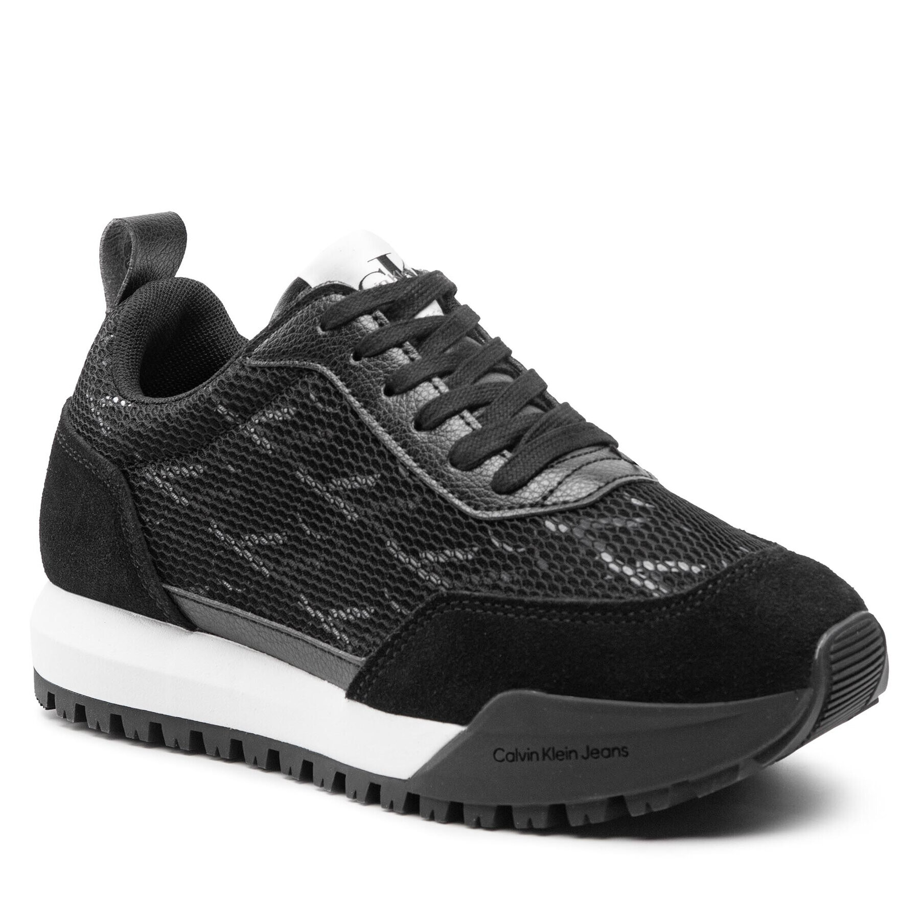 Calvin Klein Jeans Sportcipő New Retro Runner Laceup Aop YW0YW00706 Fekete - Pepit.hu