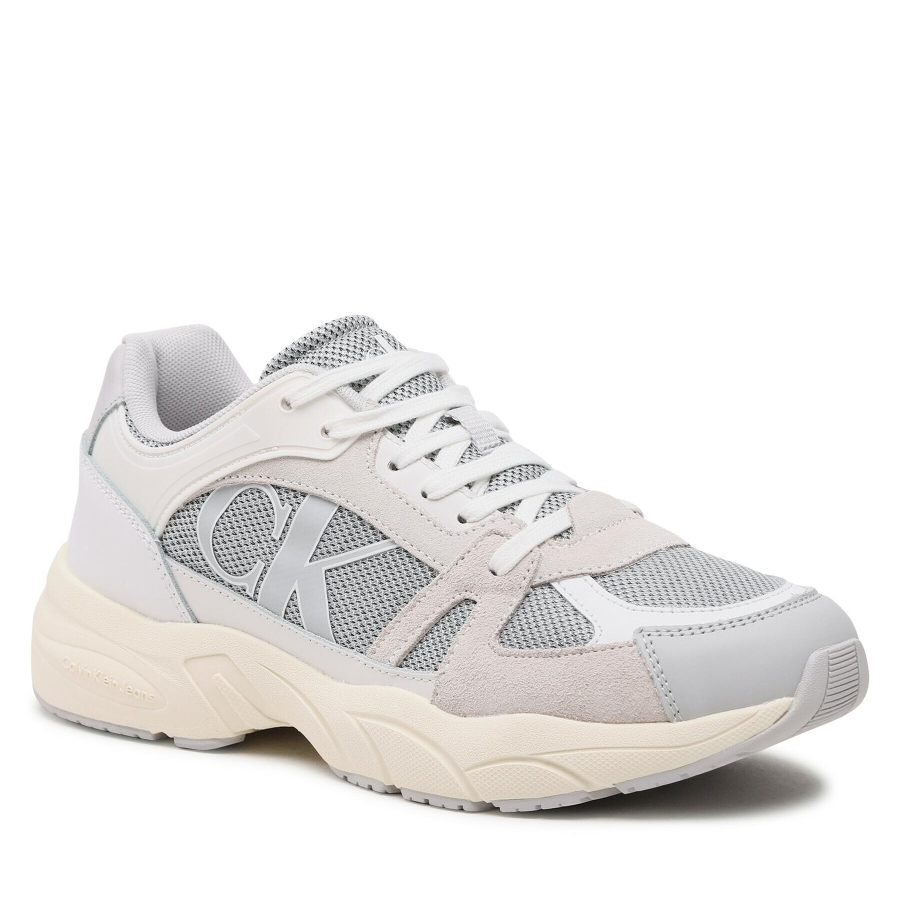 Calvin Klein Jeans Sportcipő Retro Tennis Laceup Mix Lth YM0YM00696 Szürke - Pepit.hu