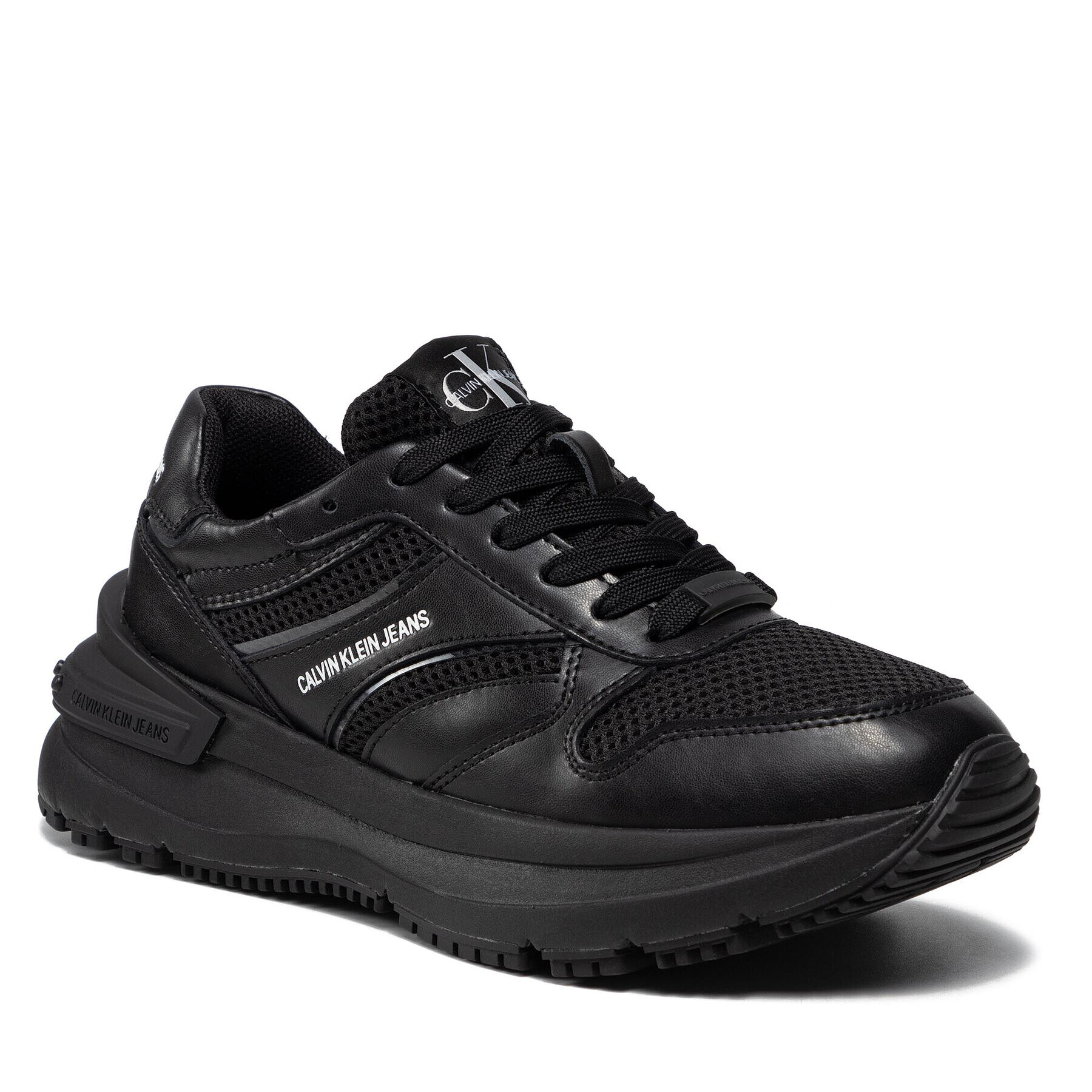 Calvin Klein Jeans Sportcipő Runner Laceup Sneaker Snap Wn YW0YW00467 Fekete - Pepit.hu