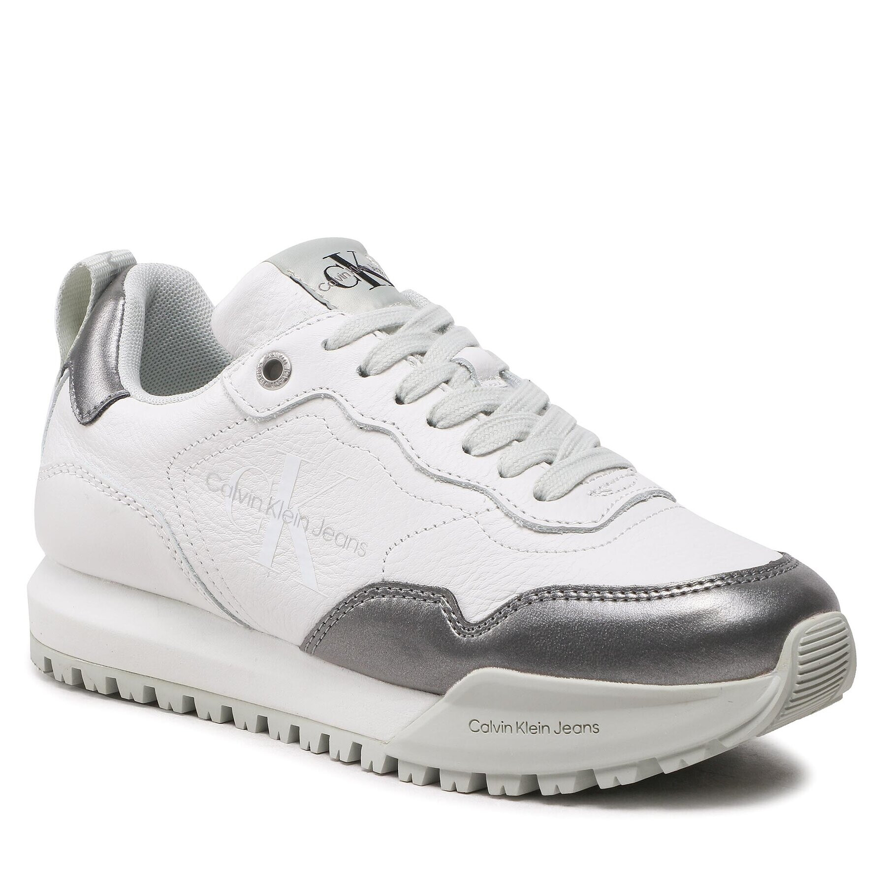 Calvin Klein Jeans Sportcipő Toothy Runner Laceup Lth Met YW0YW00789 Fehér - Pepit.hu