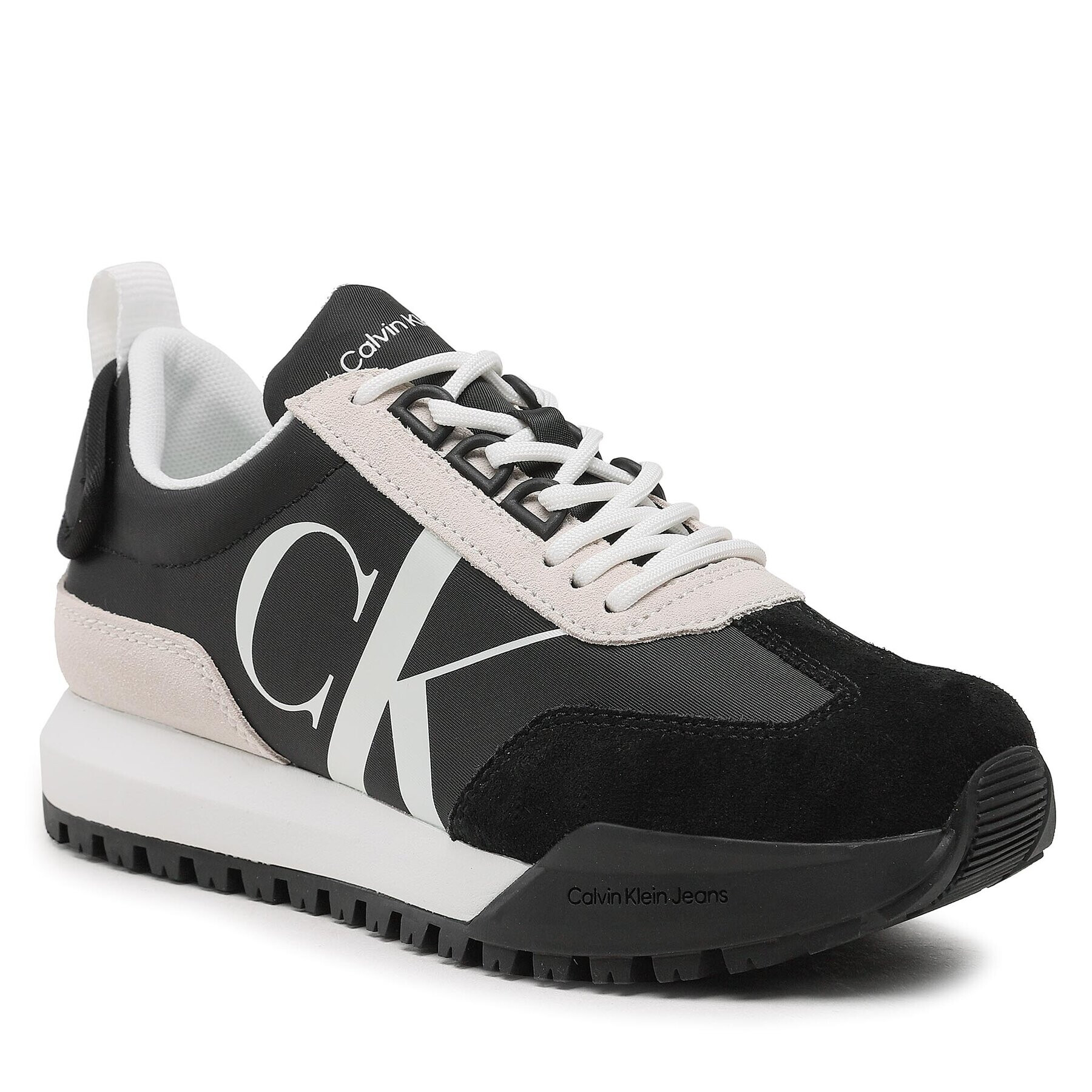 Calvin Klein Jeans Sportcipő Toothy Runner Laceup Mix Pearl YW0YW01100 Fekete - Pepit.hu