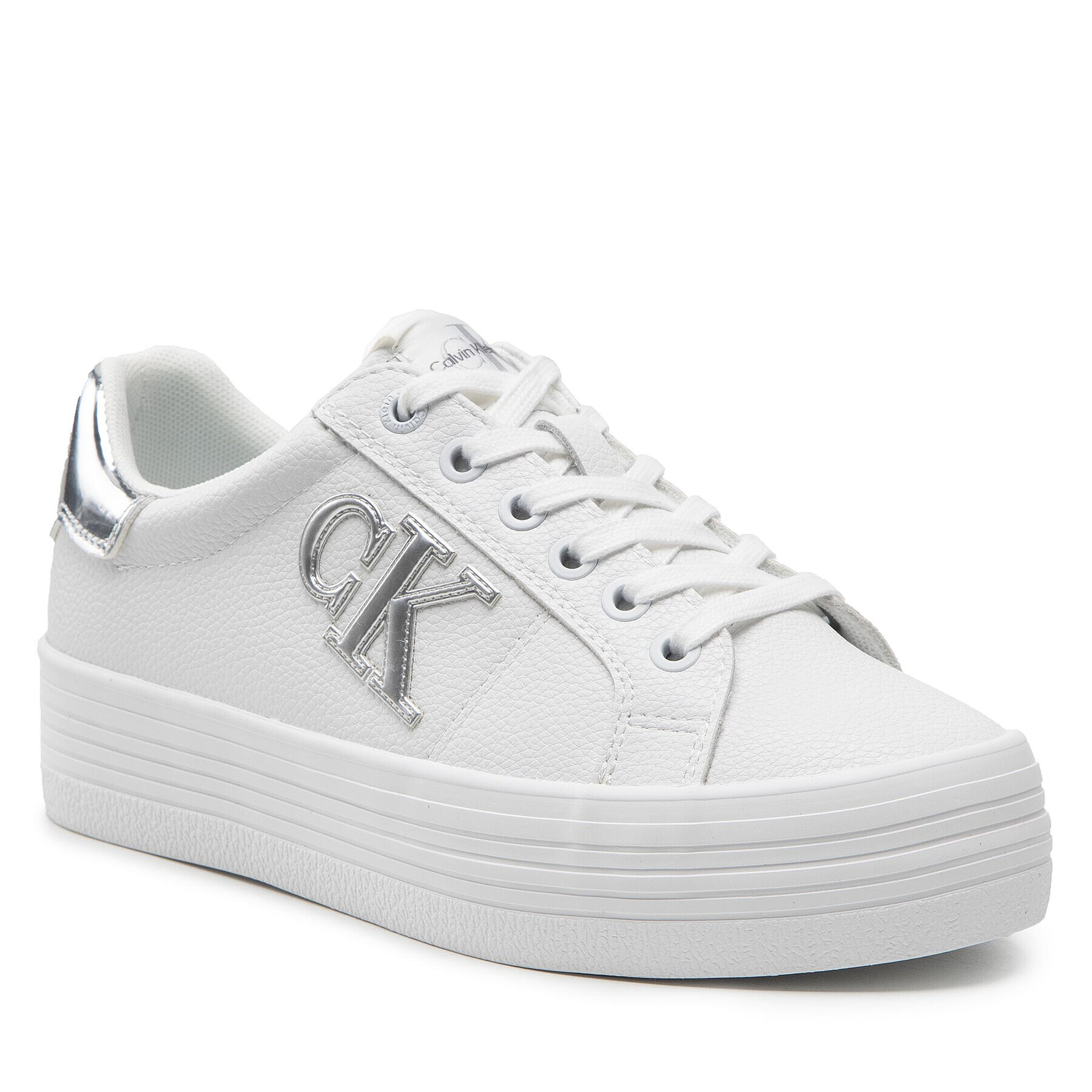 Calvin Klein Jeans Sportcipő Vulc Flatform Laceup Low YW0YW00763 Fehér - Pepit.hu