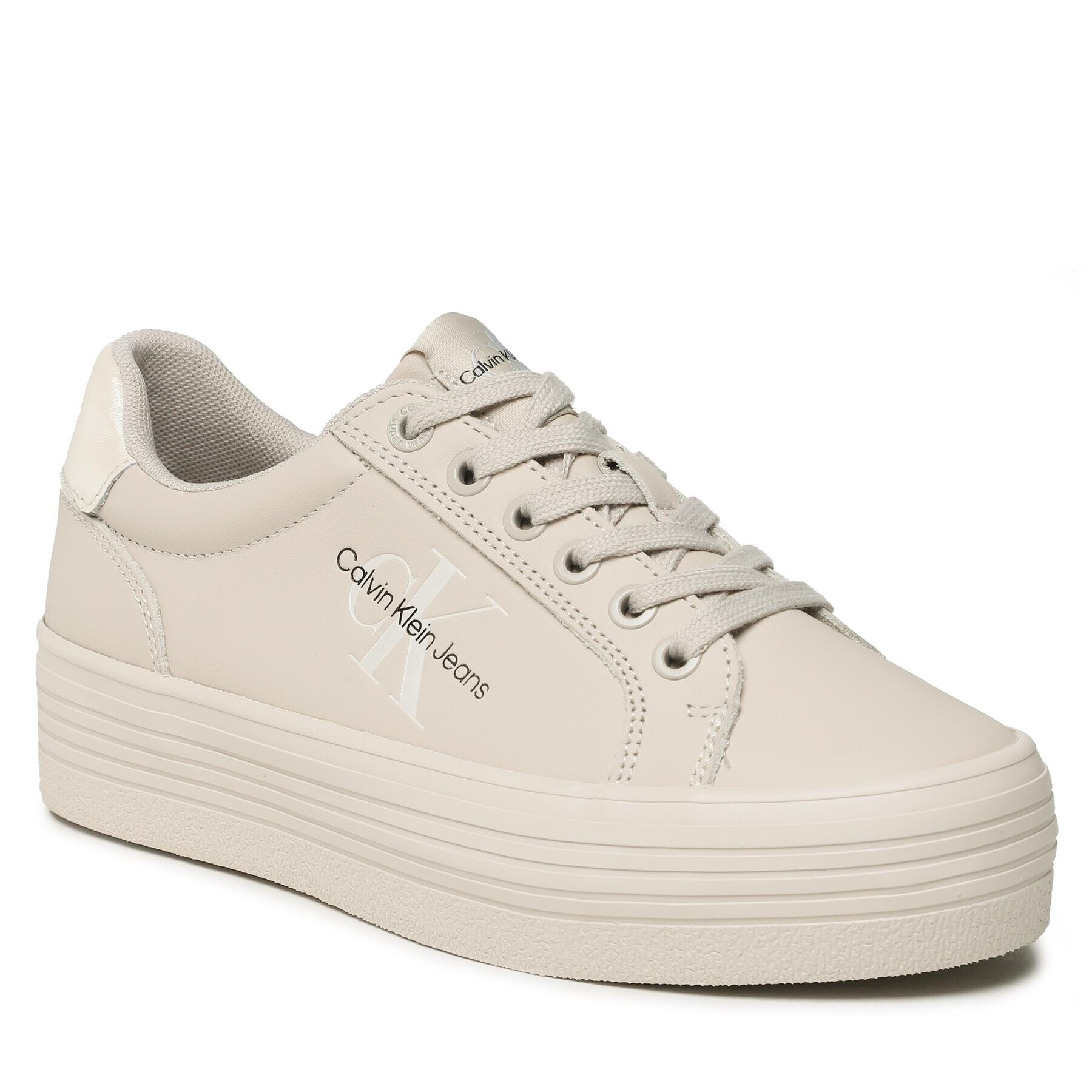 Calvin Klein Jeans Sportcipő Vulc Flatform Laceup Lth Pearl YW0YW01042 Bézs - Pepit.hu