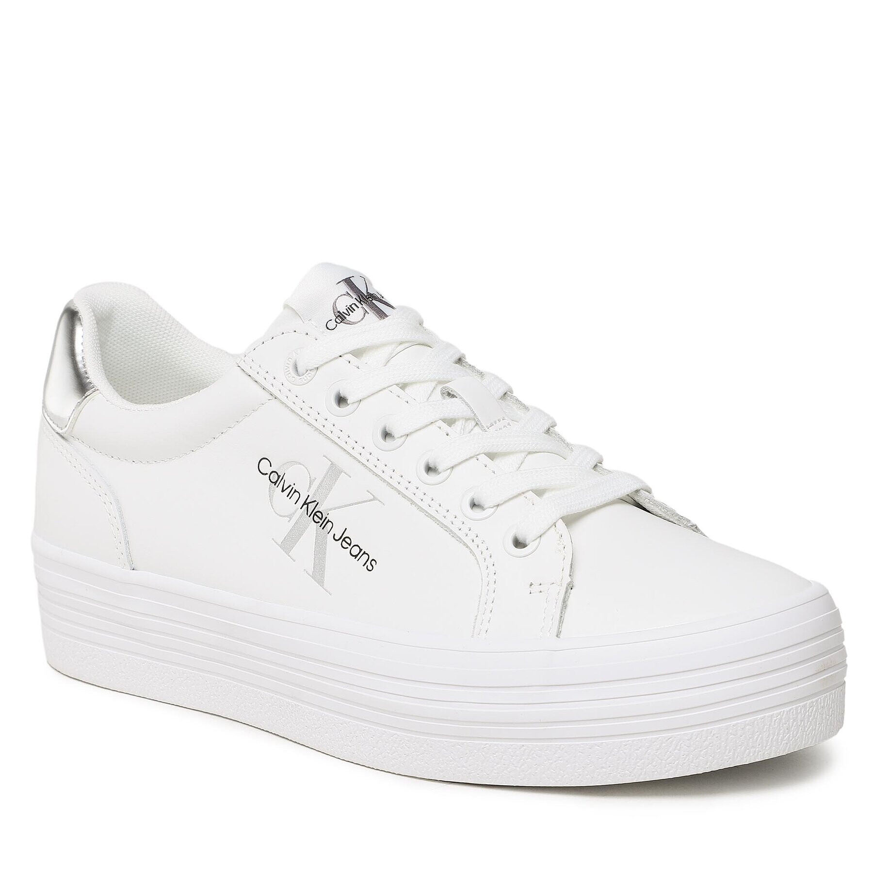 Calvin Klein Jeans Sportcipő Vulc Flatform Laceup Lth Refl Wn YW0YW01222 Fehér - Pepit.hu