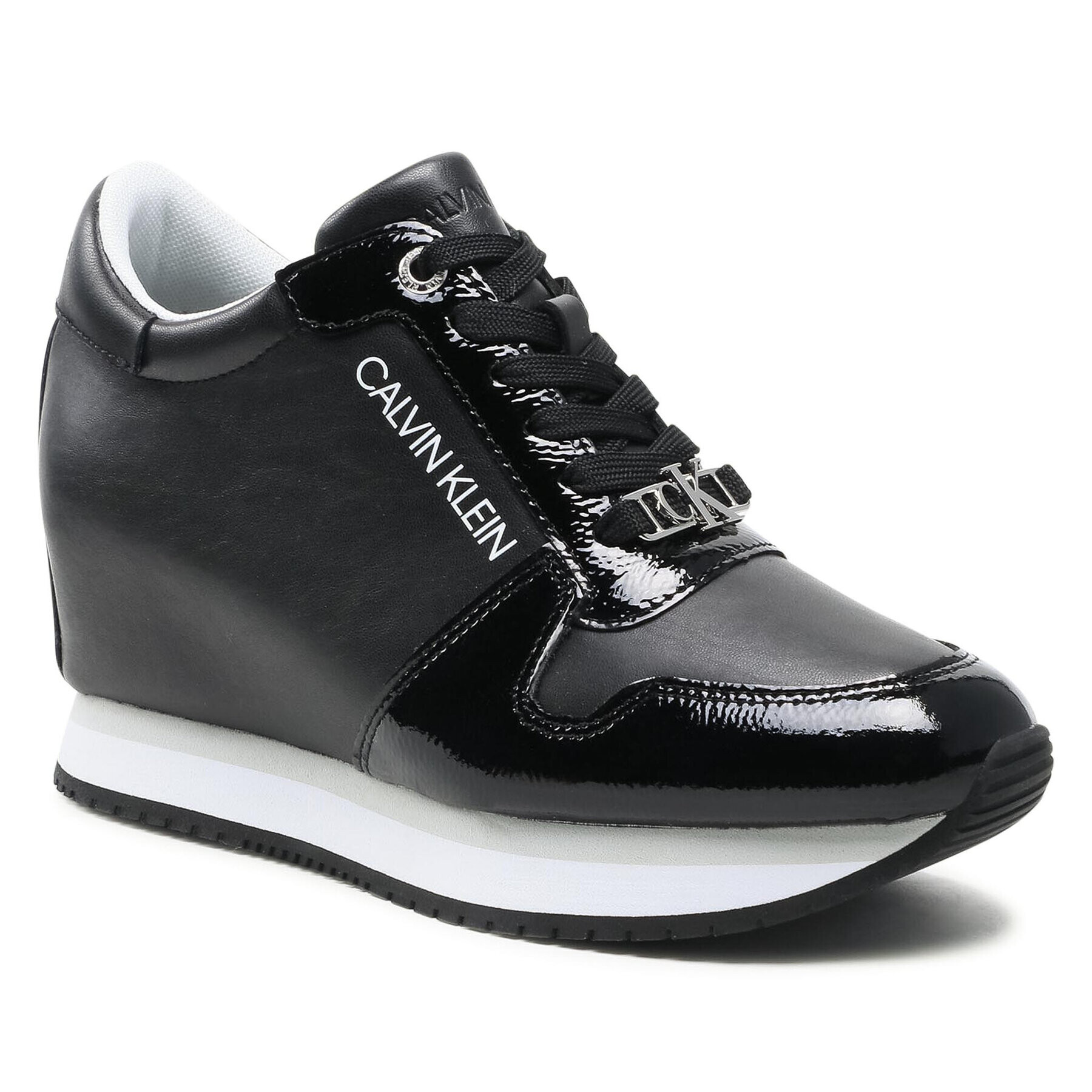 Calvin Klein Jeans Sportcipő Wedge Sneaker Laceup Pa-Pl YW0YW00169 Fekete - Pepit.hu