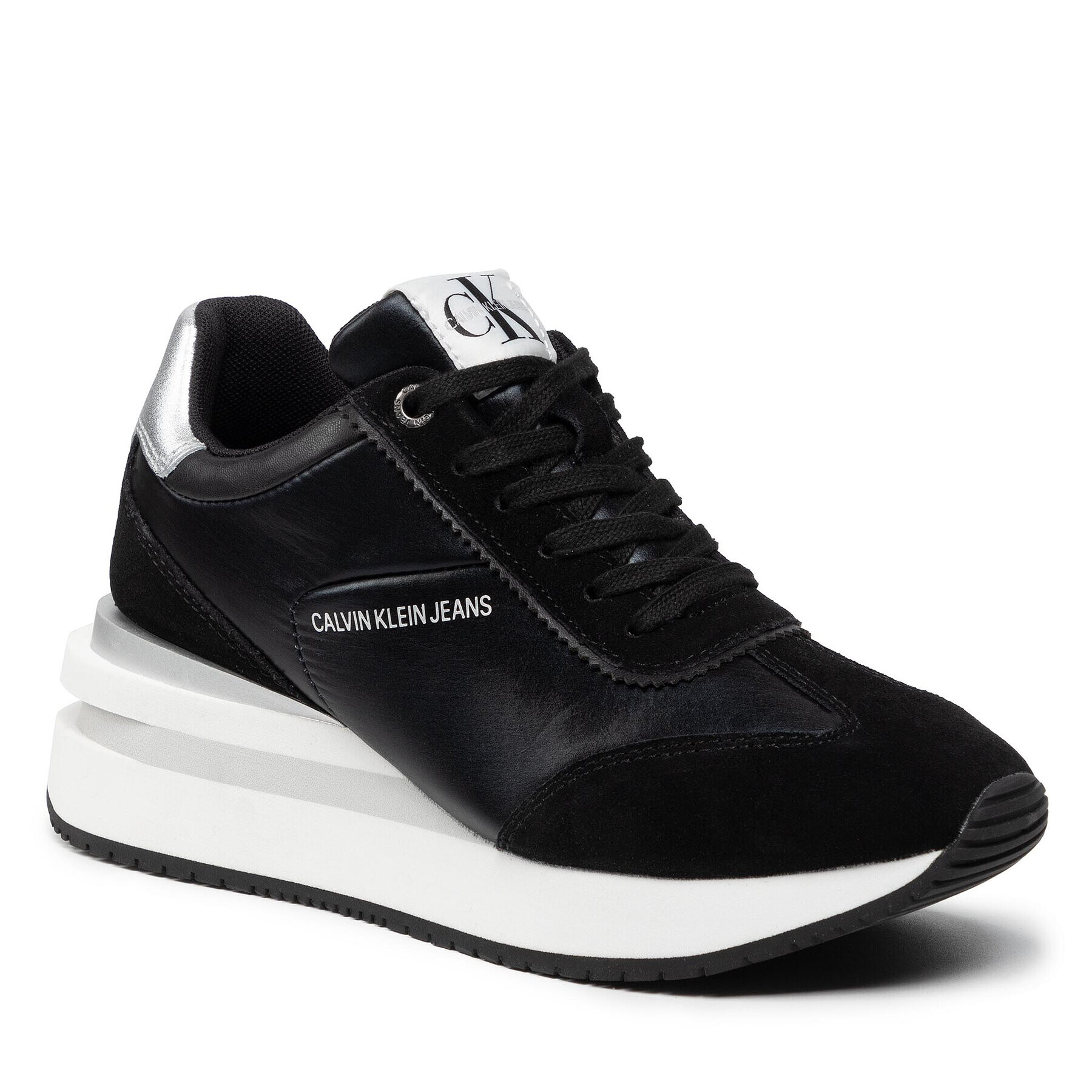 Calvin Klein Jeans Sportcipő Wedge Sneaker Laceup YW0YW00463 Fekete - Pepit.hu