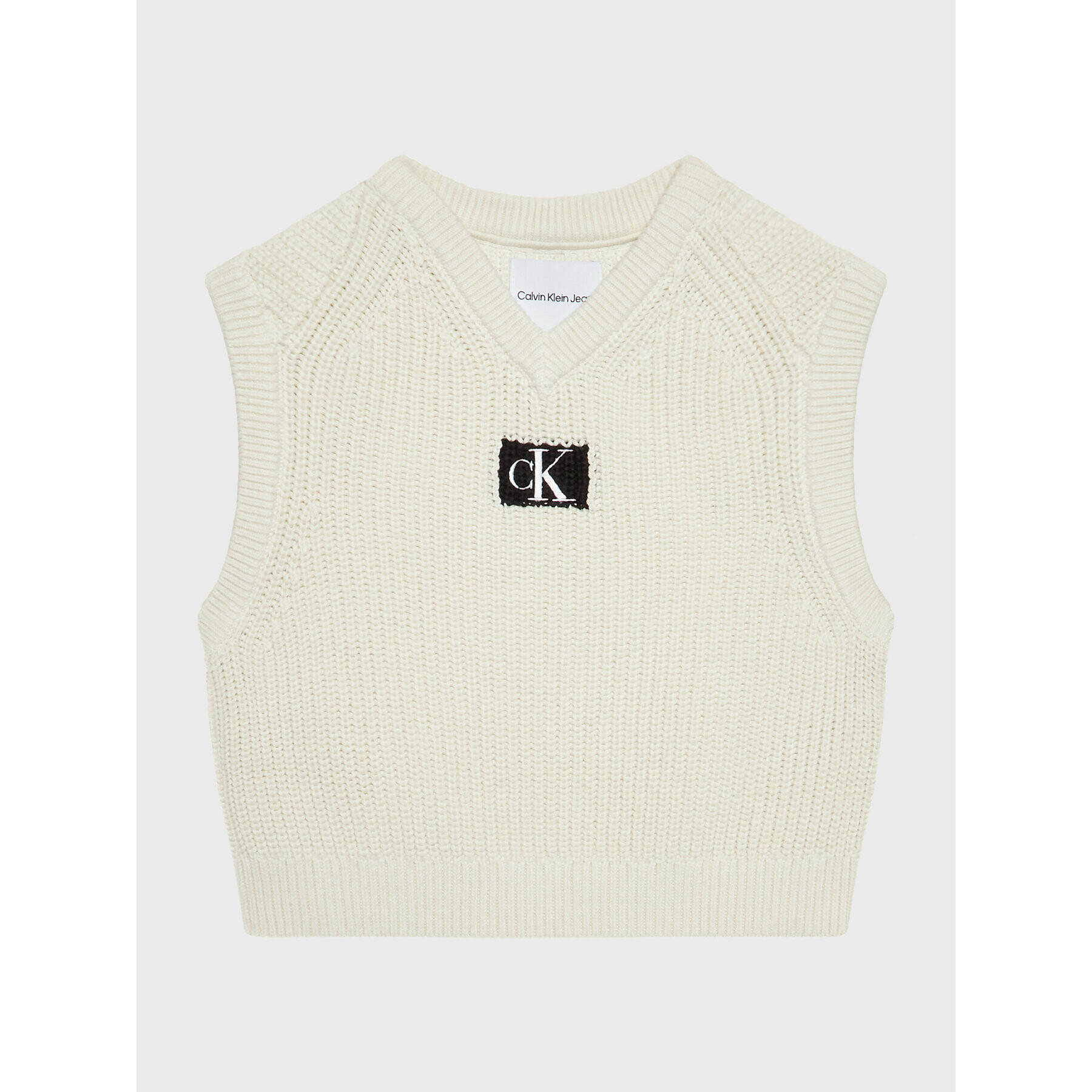 Calvin Klein Jeans Sweater Monogram IG0IG01531 Ekru Regular Fit - Pepit.hu