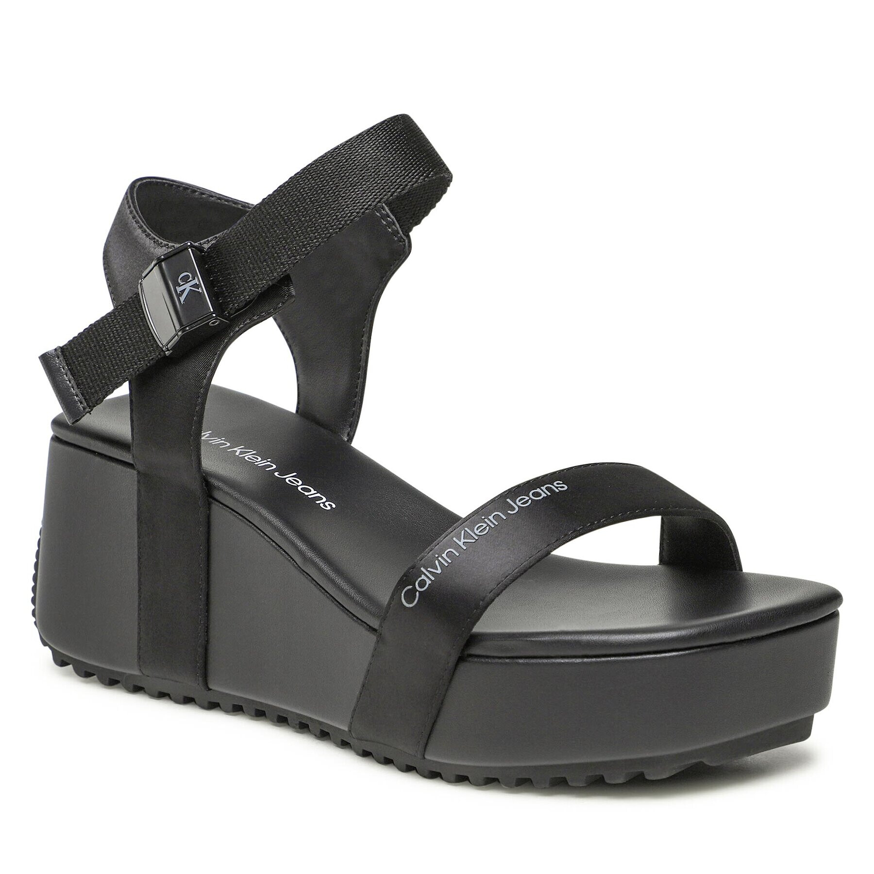 Calvin Klein Jeans Szandál Wedge Block Sandal Satin/Hw YW0YW00980 Fekete - Pepit.hu