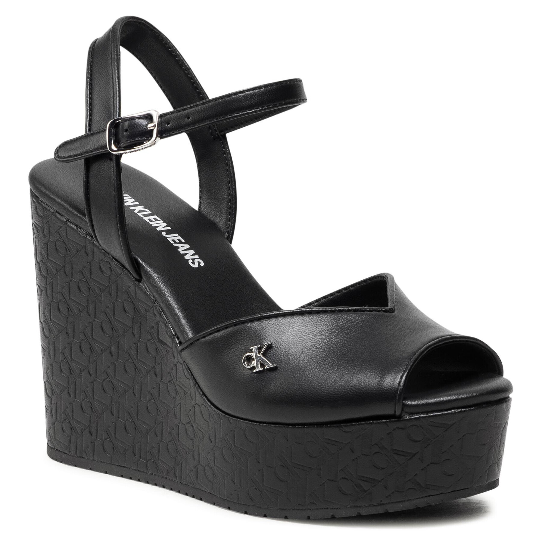 Calvin Klein Jeans Szandál Wedge Sandal Ankle Aop Pa-Pl YW0YW00033 Fekete - Pepit.hu