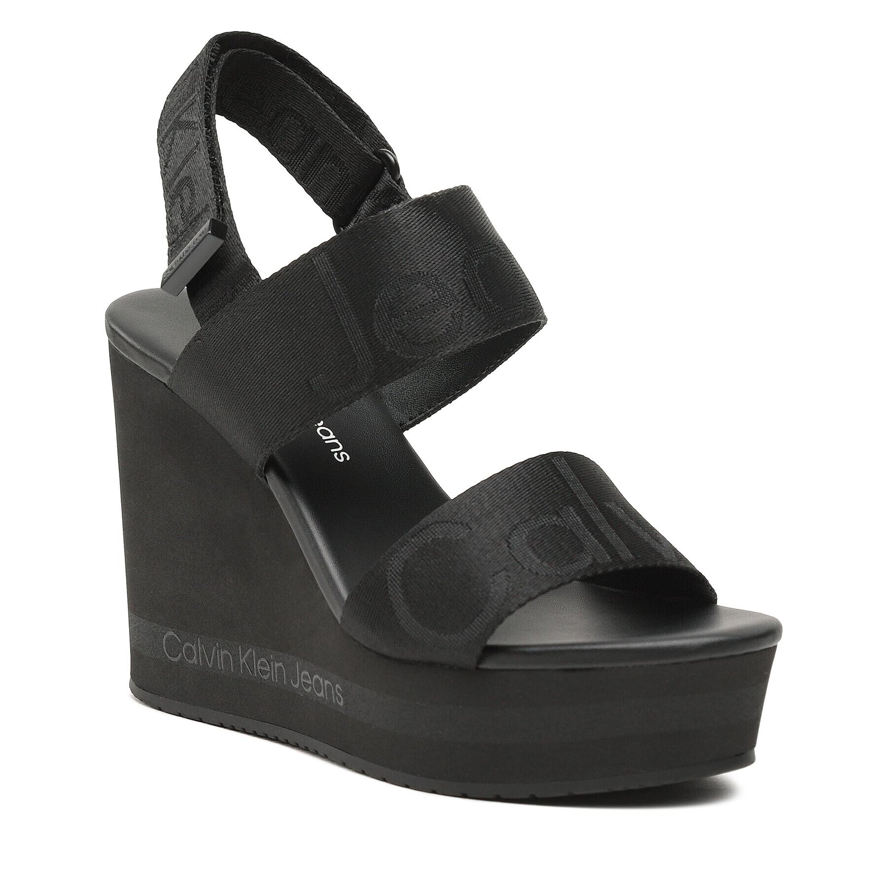 Calvin Klein Jeans Szandál Wedge Sandal Webbing YW0YW00959 Fekete - Pepit.hu