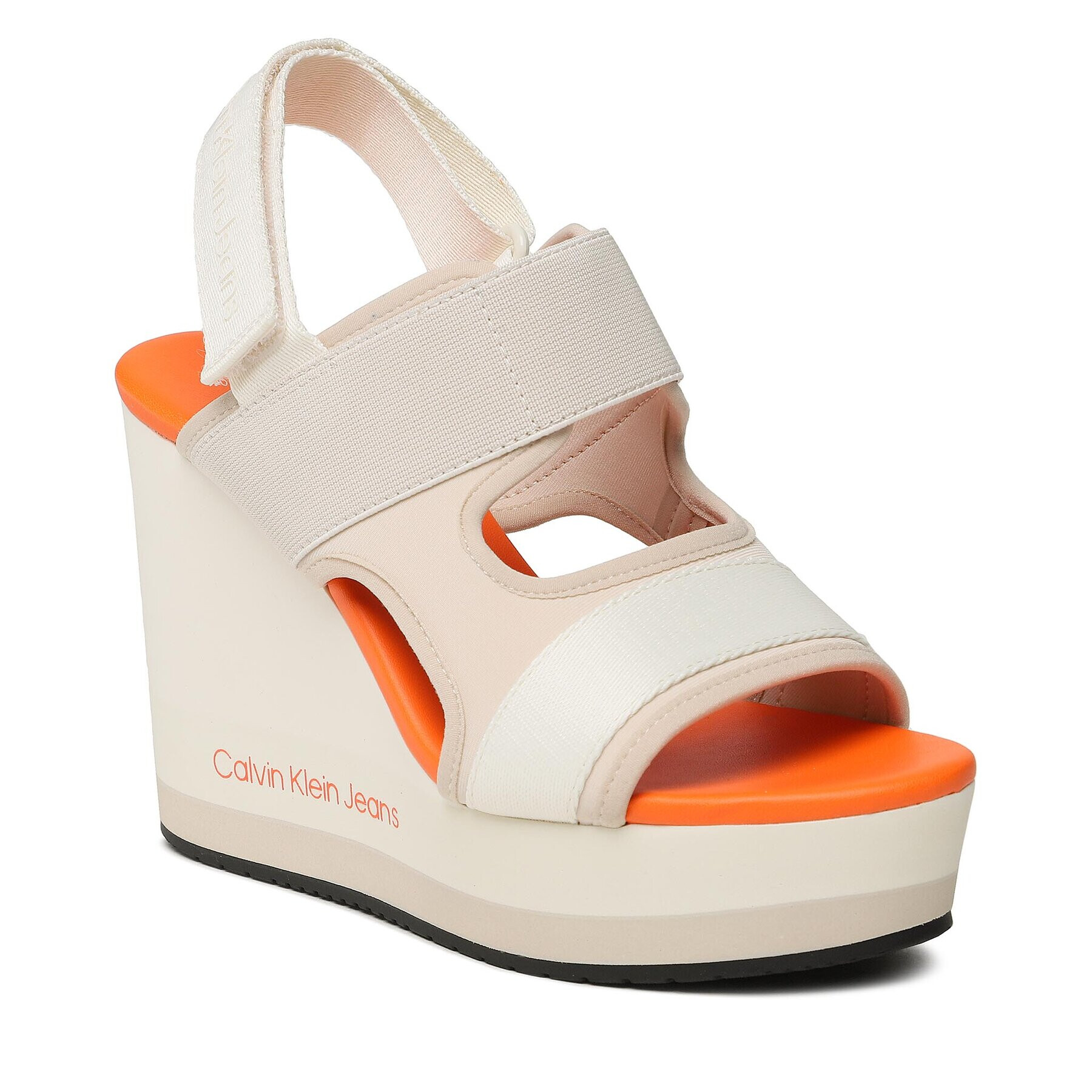 Calvin Klein Jeans Szandál Wedge Sandal Webbing YW0YW01073 Ekru - Pepit.hu