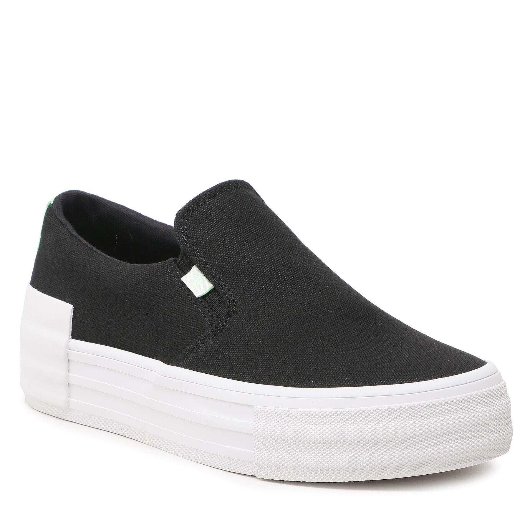 Calvin Klein Jeans Teniszcipő Vulc Flatf Bold Slipon Fluo Cont YW0YW00905 Fekete - Pepit.hu