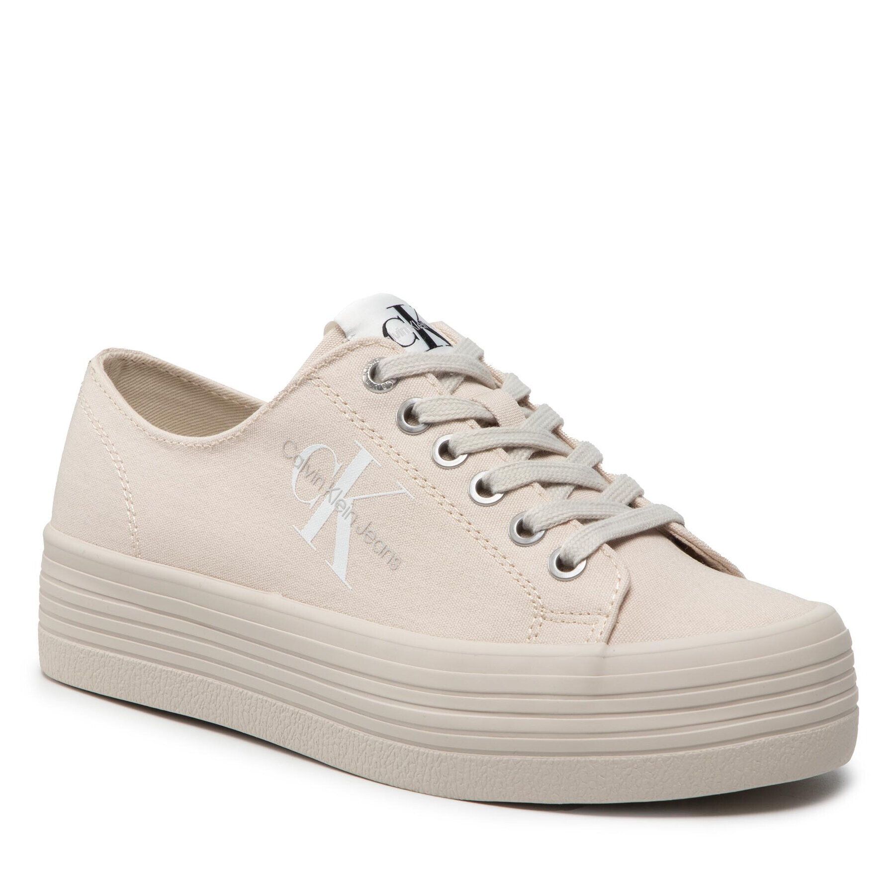 Calvin Klein Jeans Teniszcipő Vulcanized Flatform Laceup Co YW0YW00254 Bézs - Pepit.hu