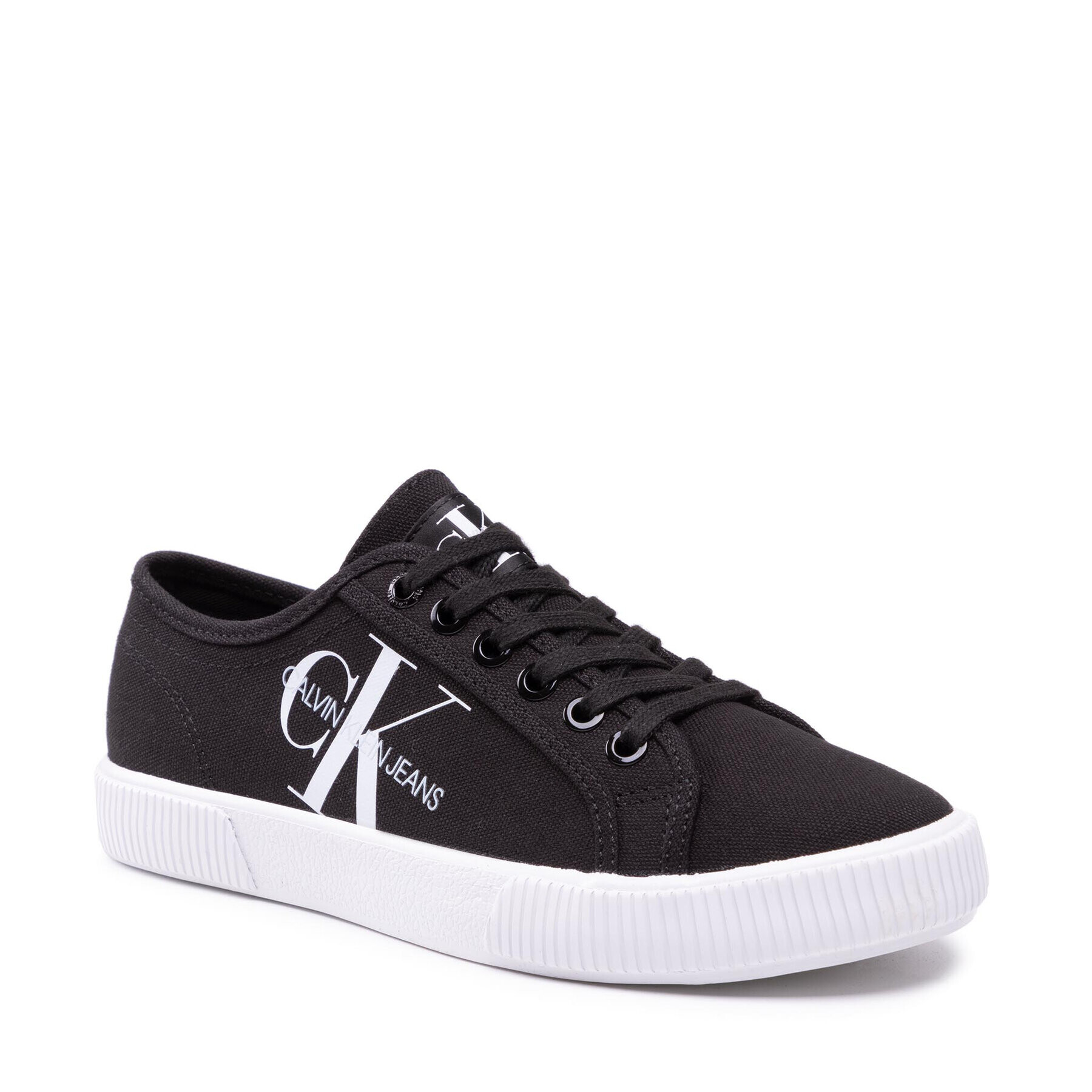 Calvin Klein Jeans Teniszcipő Vulcanized Sneaker Laceup Co YW0YW00402 Fekete - Pepit.hu