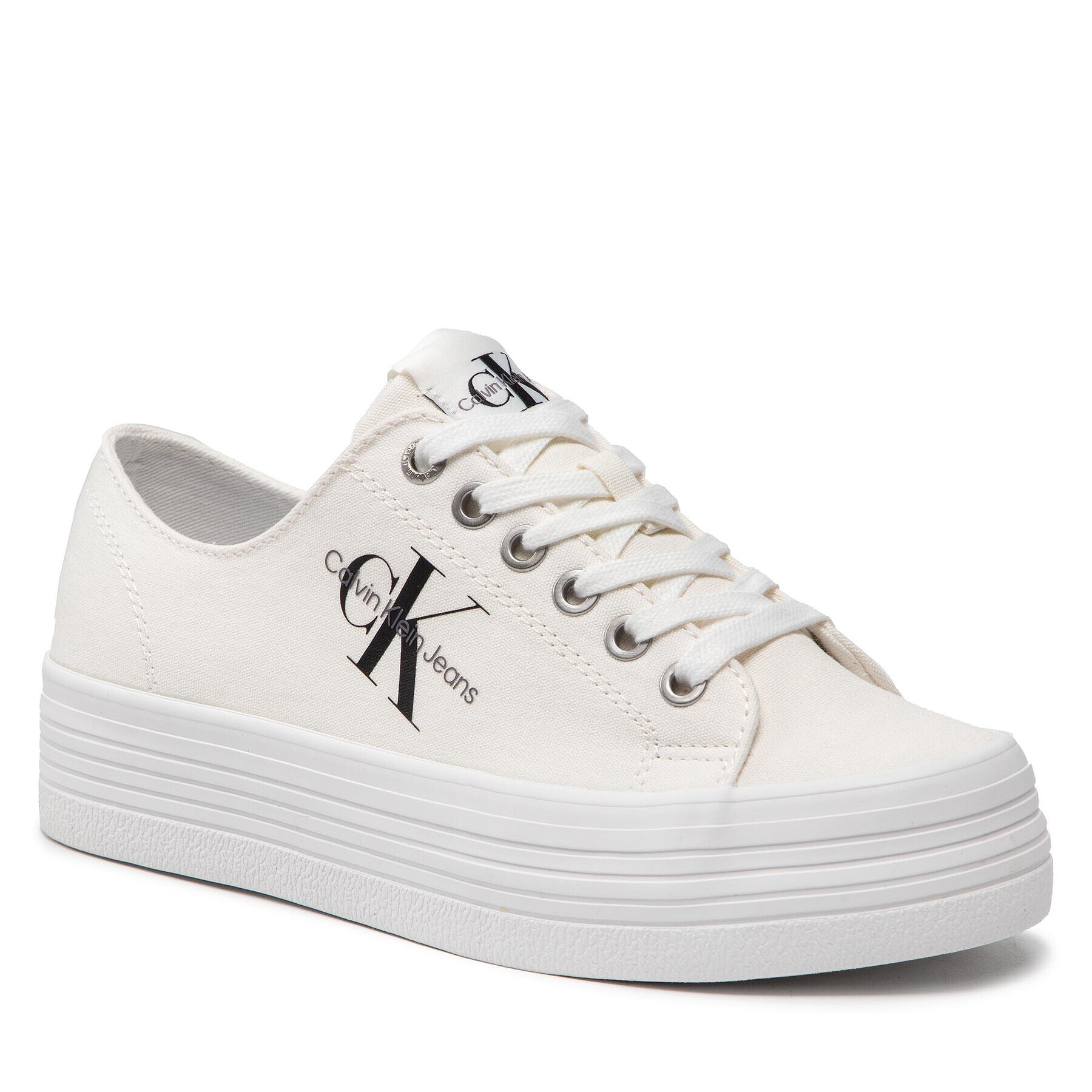 Calvin Klein Jeans Teniszcipő Vulcanozed Flatform Laceup Co YW0YW00254 Fehér - Pepit.hu