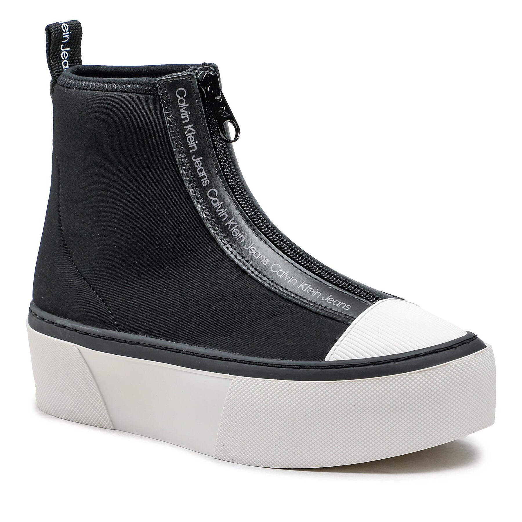 Calvin Klein Jeans Tornacipő Cupsole Flatform Mid Zip YW0YW00767 Fekete - Pepit.hu