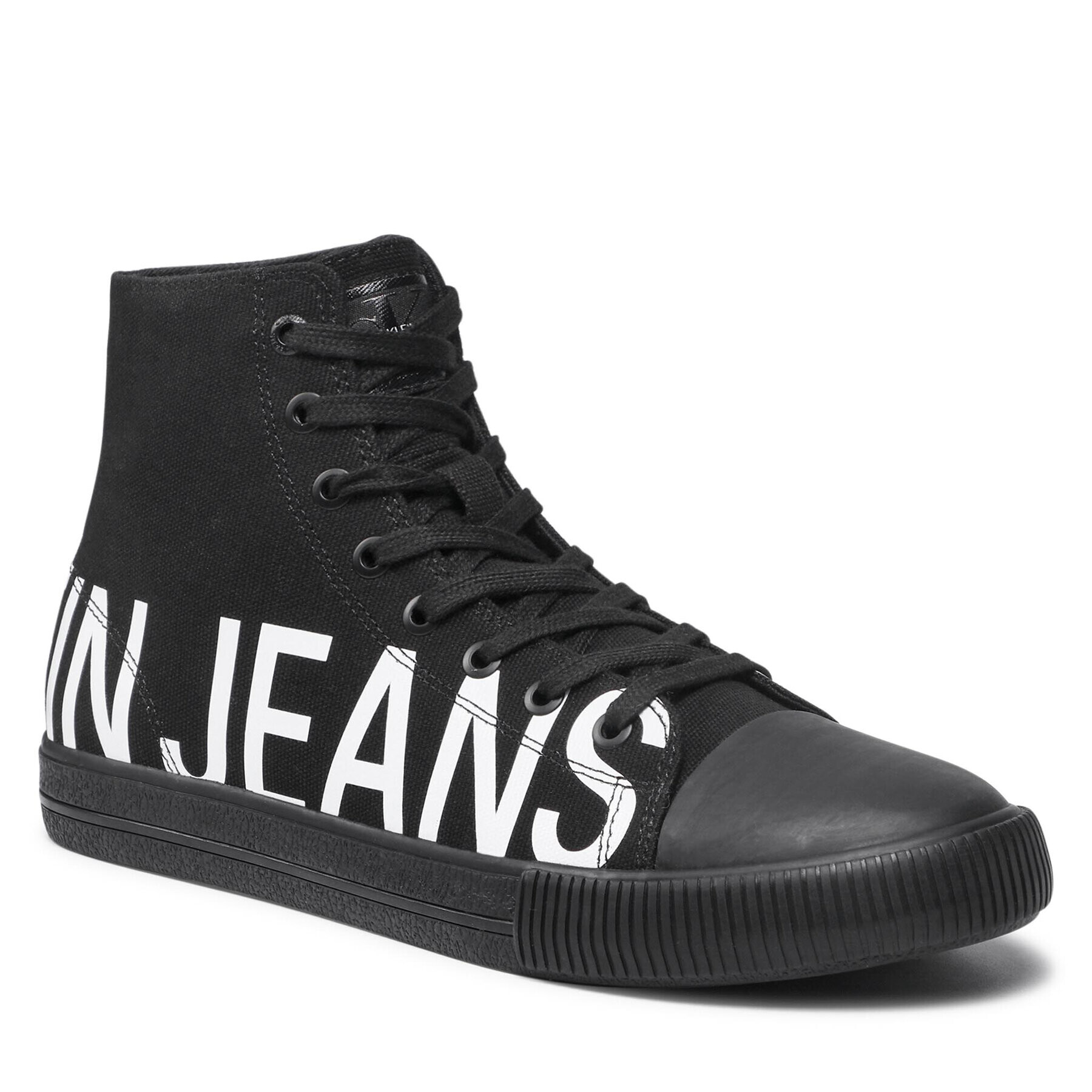 Calvin Klein Jeans Tornacipő Vulcanized Mid Sneaker Logo YM0YM00276 Fekete - Pepit.hu