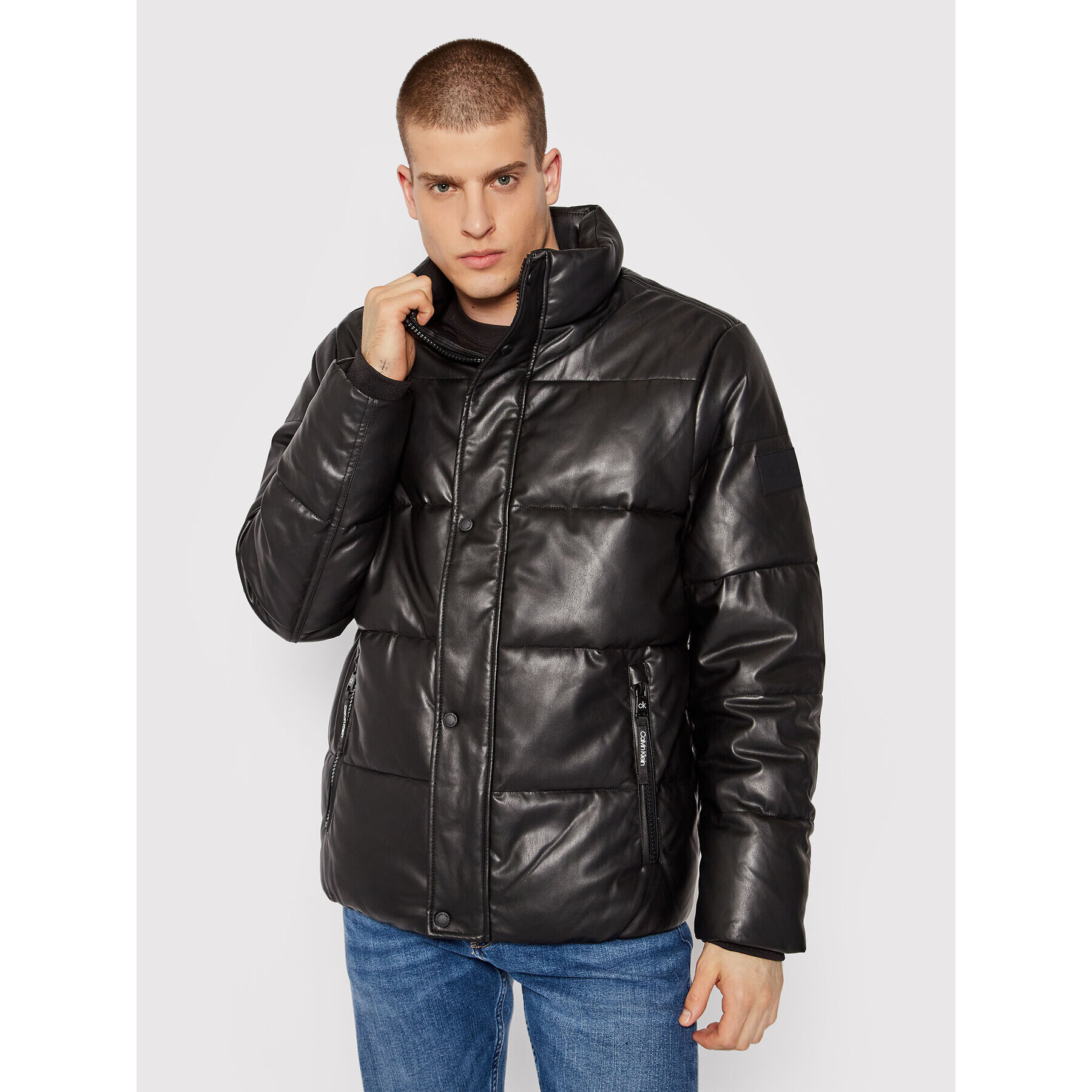 Calvin Klein Műbőr dzseki Faux Leather Puffa K10K107492 Fekete Regular Fit - Pepit.hu