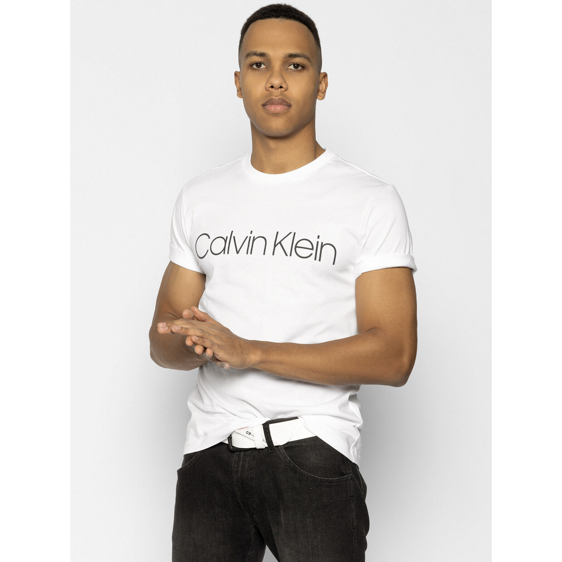 Calvin Klein Póló Front Logo K10K104063 Fehér Regular Fit - Pepit.hu