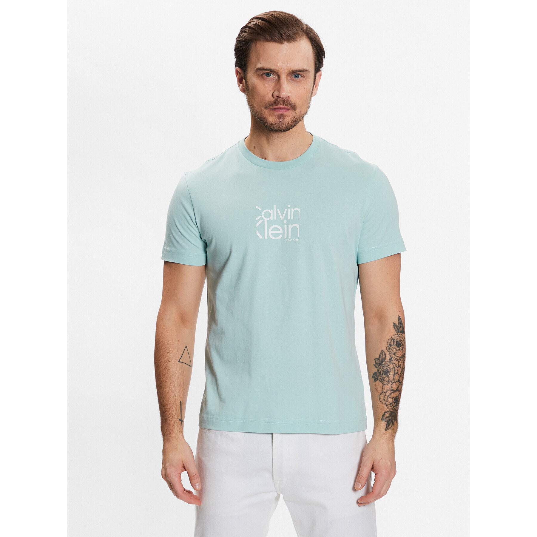 Calvin Klein Póló Matte Front Logo T-Shirt K10K111122 Kék Regular Fit - Pepit.hu