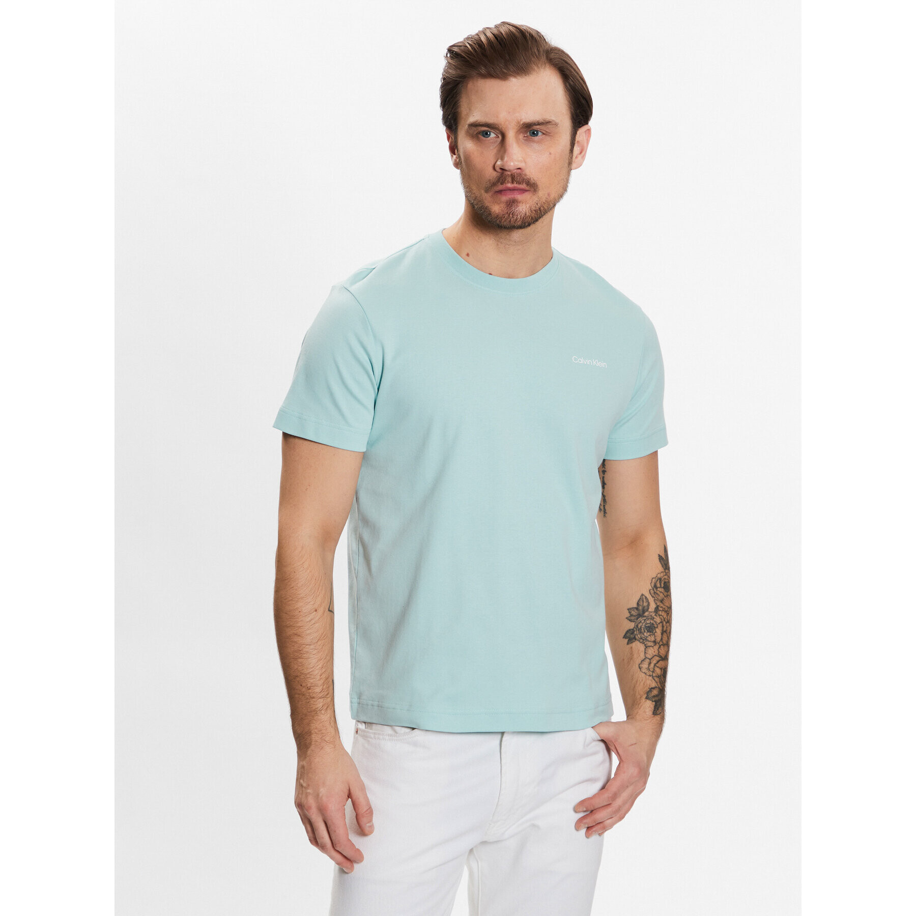 Calvin Klein Póló Micro Logo Interlock T-Shirt K10K109894 Kék Regular Fit - Pepit.hu