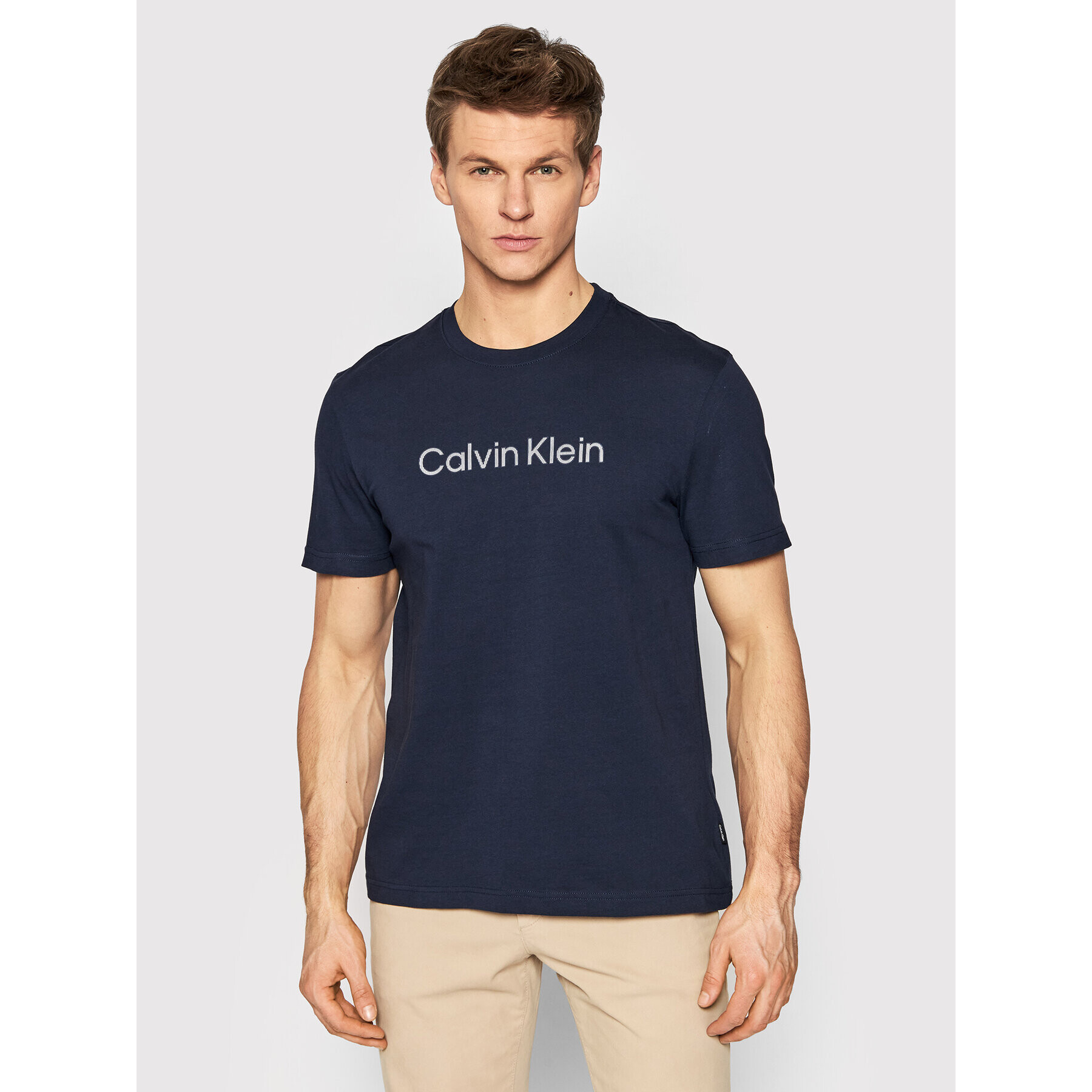 Calvin Klein Póló Raised Striped Logo K10K108842 Sötétkék Regular Fit - Pepit.hu