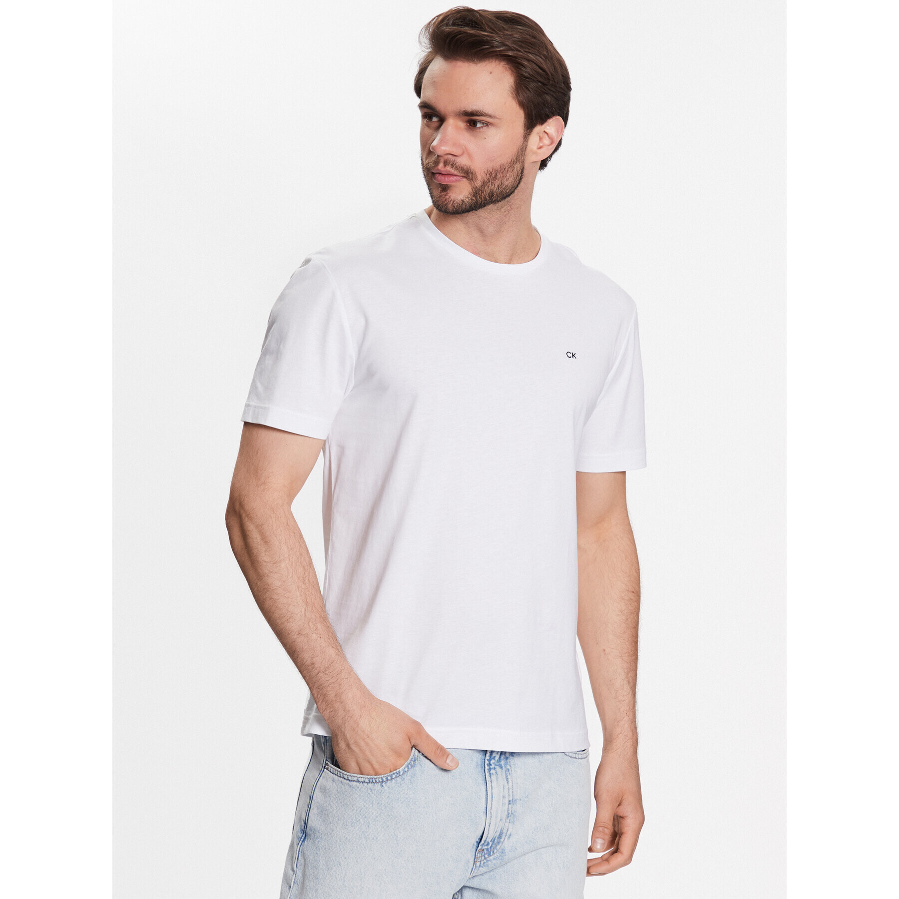 Calvin Klein Póló Smooth K10K110589 Fehér Regular Fit - Pepit.hu