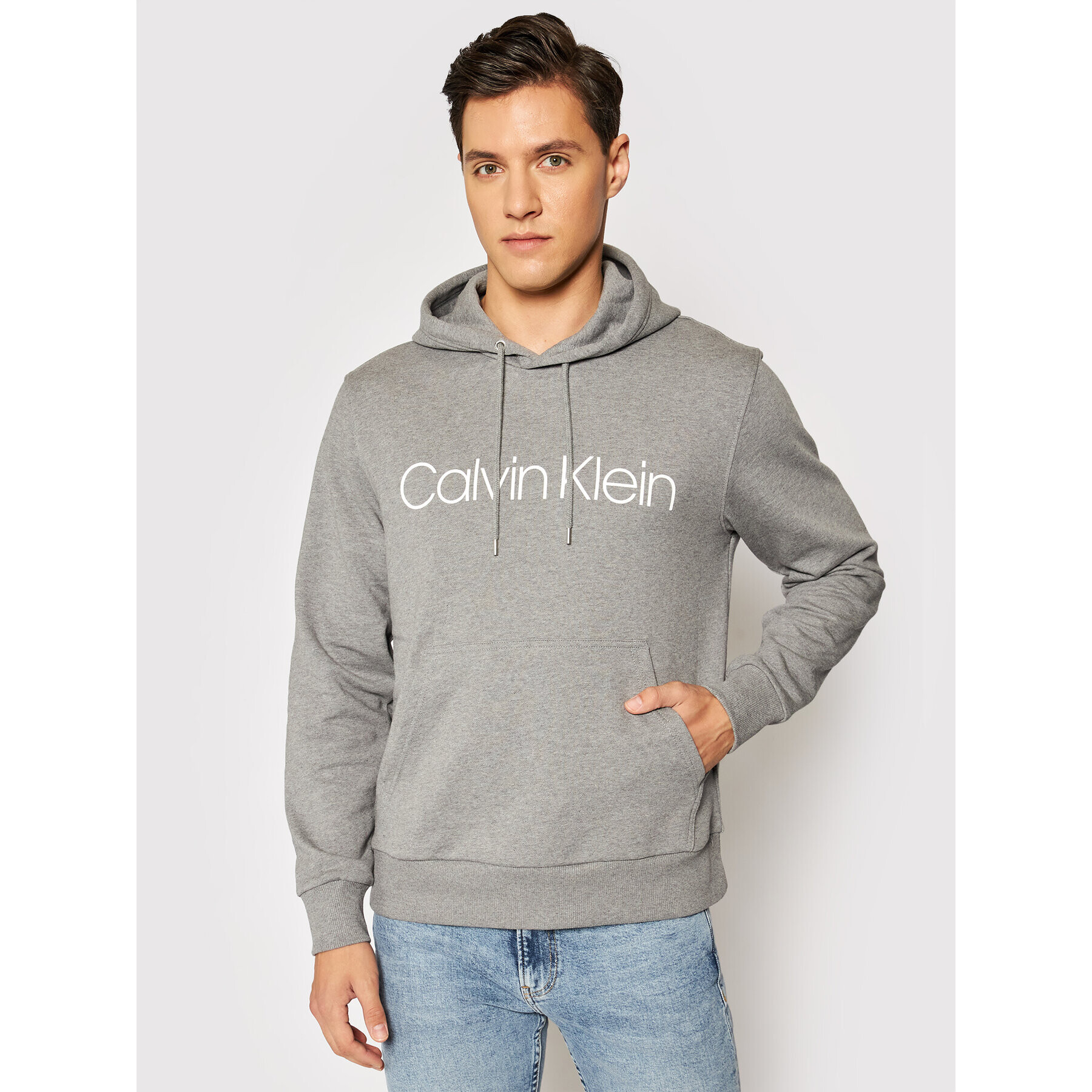 Calvin Klein Pulóver Logo K10K104060 Szürke Regular Fit - Pepit.hu