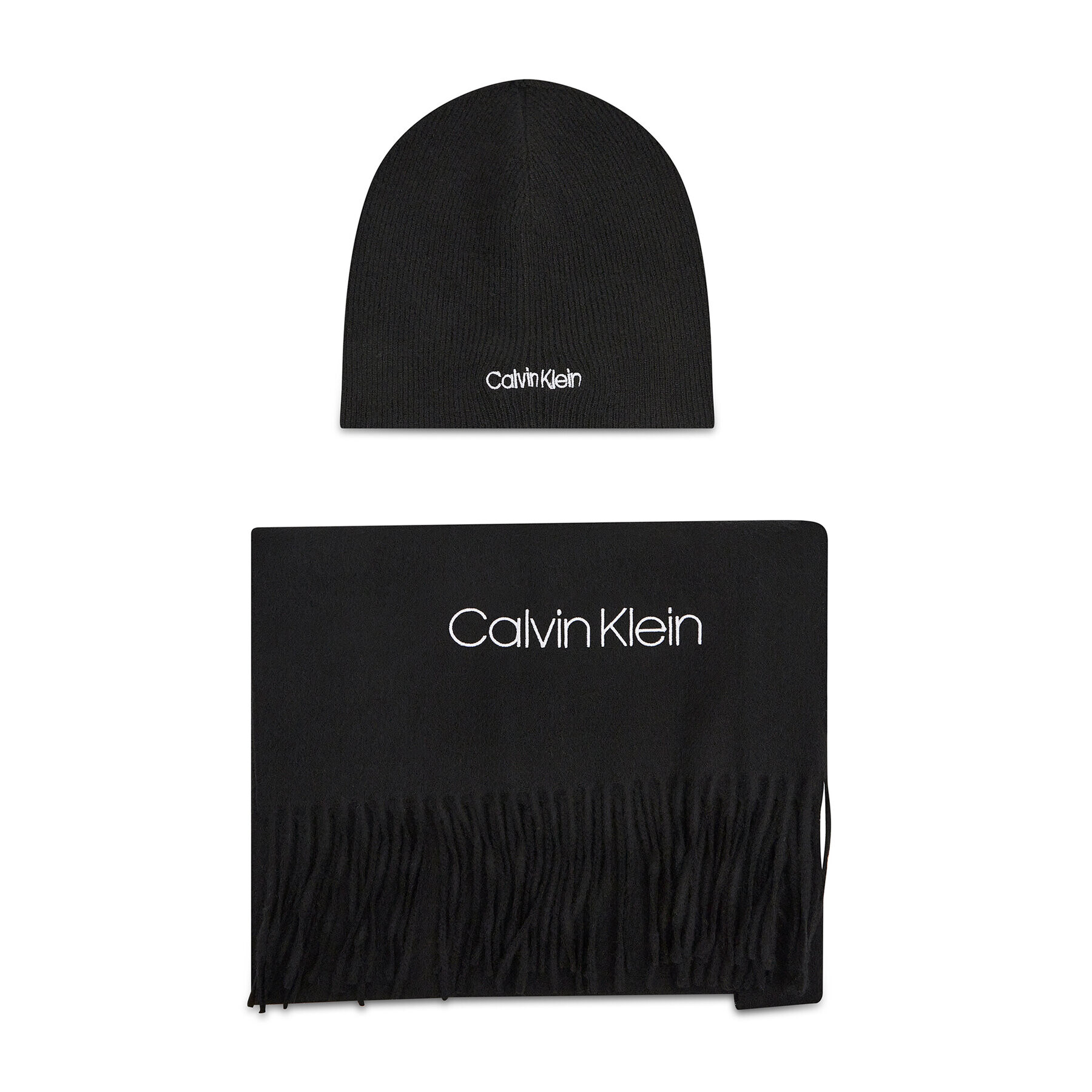 Calvin Klein Sál és sapka szett Basic Wool Beanie+Scarf K50K507552 Fekete - Pepit.hu