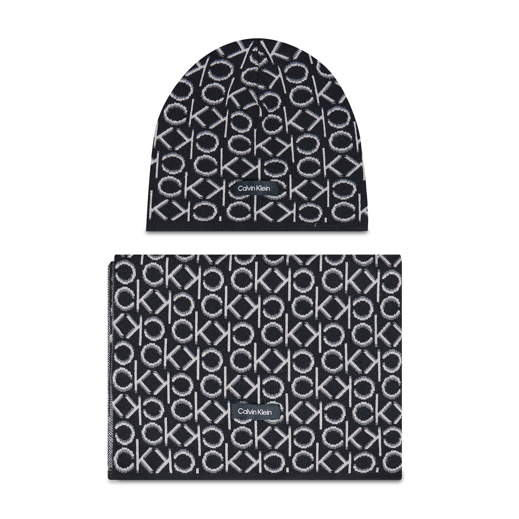 Calvin Klein Sál és sapka szett New Monogram Beanie + Scarf K60K608787 Fekete - Pepit.hu