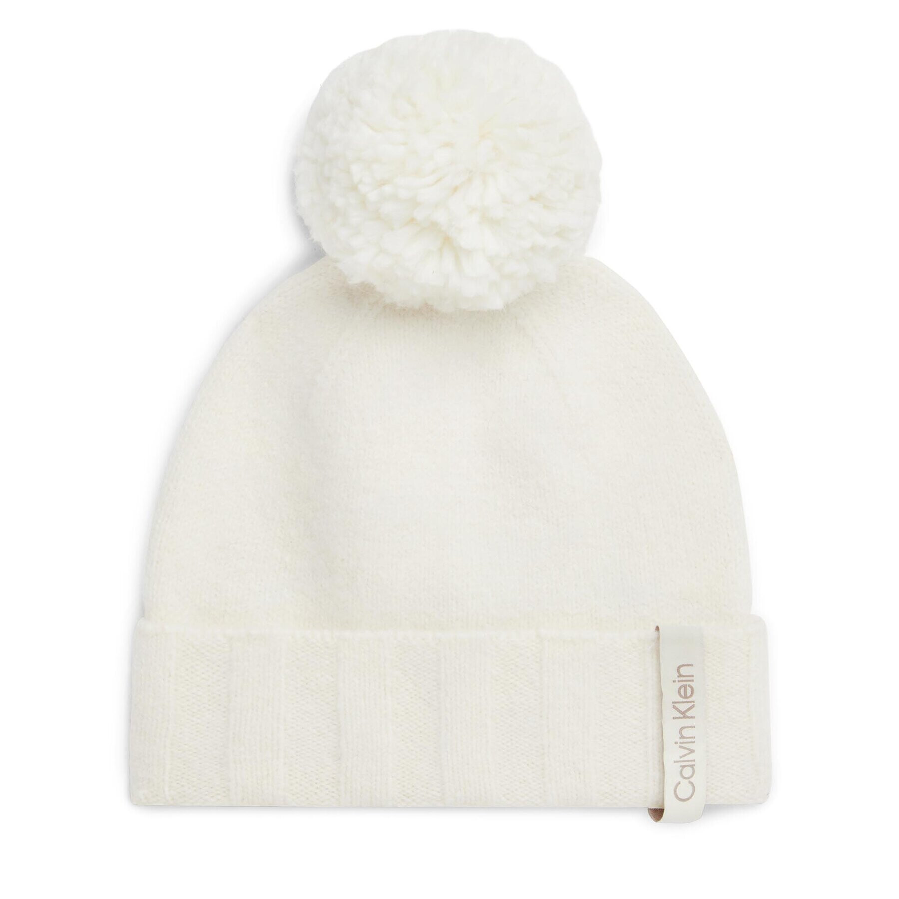 Calvin Klein Sapka Label Define Rib Beanie W/Pompom K60K611606 Ekru - Pepit.hu