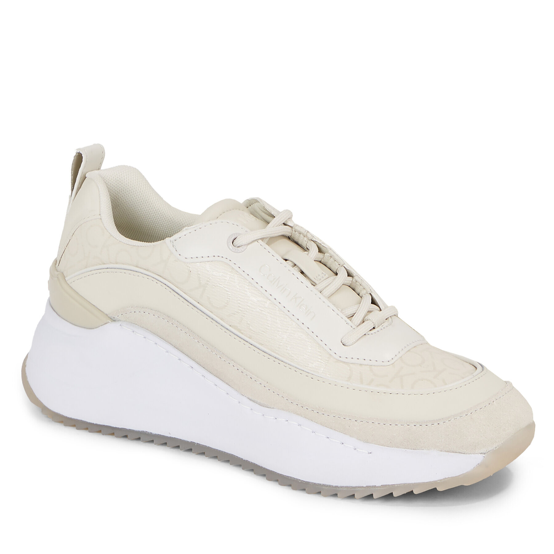 Calvin Klein Sportcipők Intern Wedge Lace Up - Epi Mono HW0HW01663 Ekru - Pepit.hu