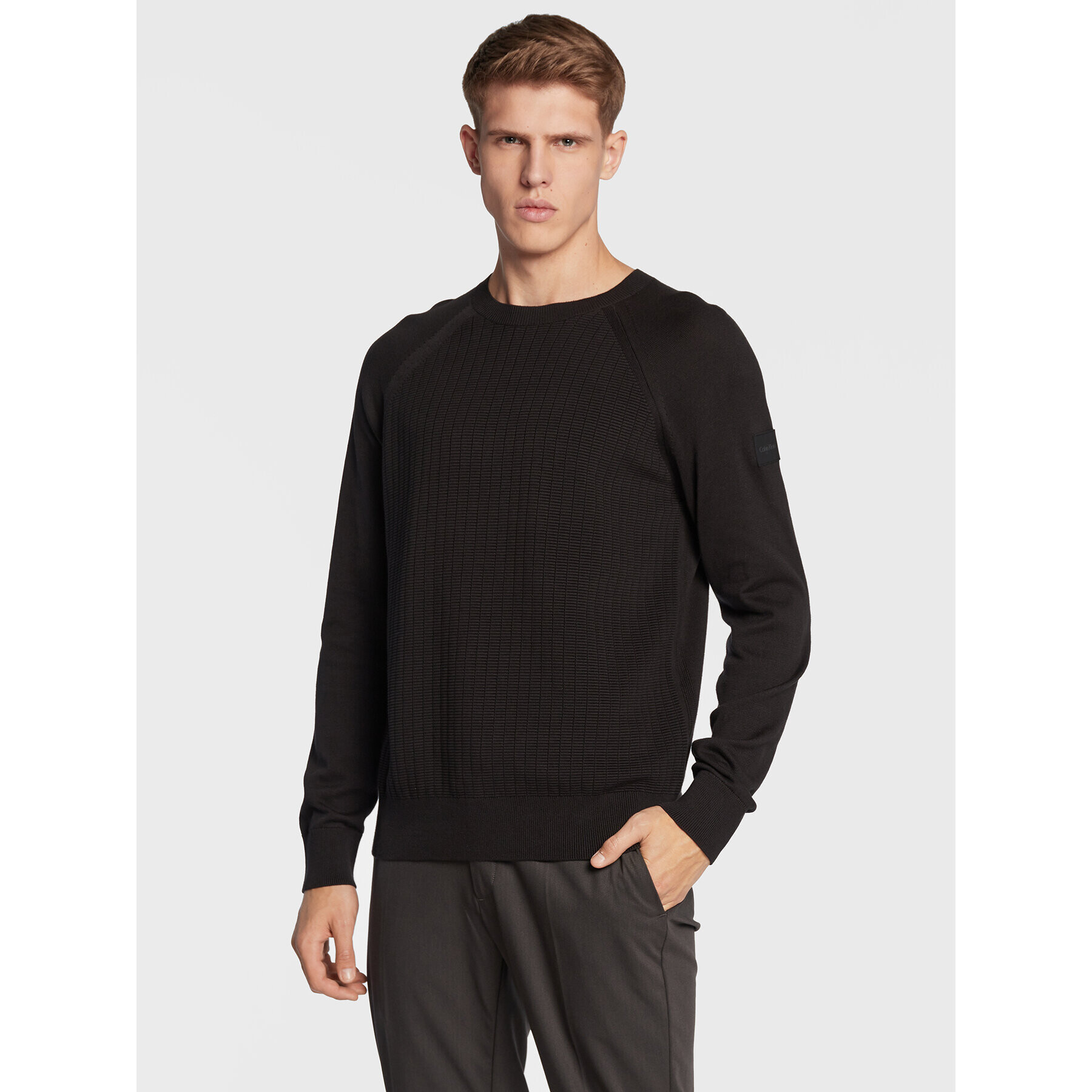 Calvin Klein Sweater Structure K10K110412 Fekete Regular Fit - Pepit.hu