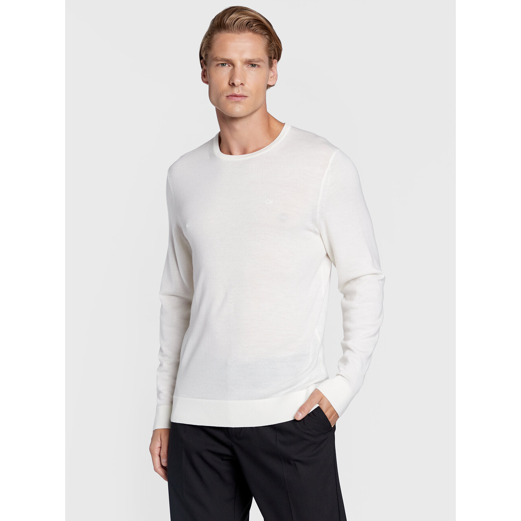 Calvin Klein Sweater Superior K10K109474 Fehér Regular Fit - Pepit.hu