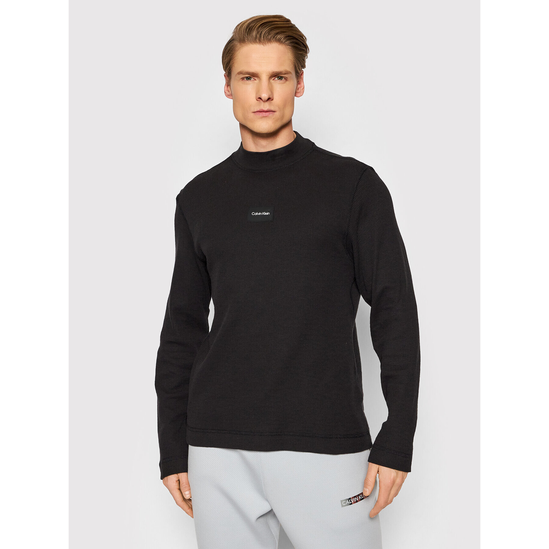 Calvin Klein Sweater Textured K10K109053 Fekete Regular Fit - Pepit.hu