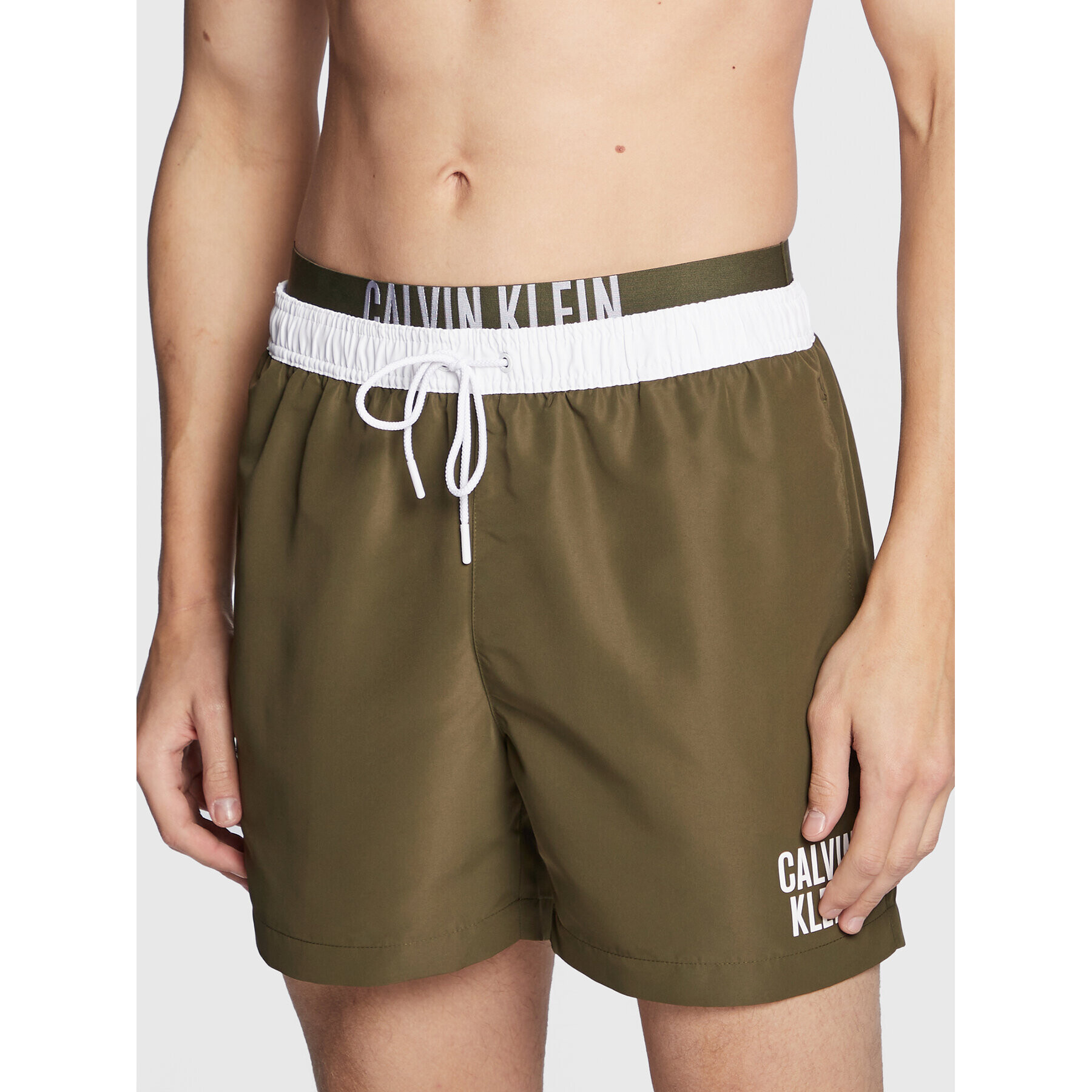 Calvin Klein Swimwear Úszónadrág KM0KM00791 Khaki Regular Fit - Pepit.hu