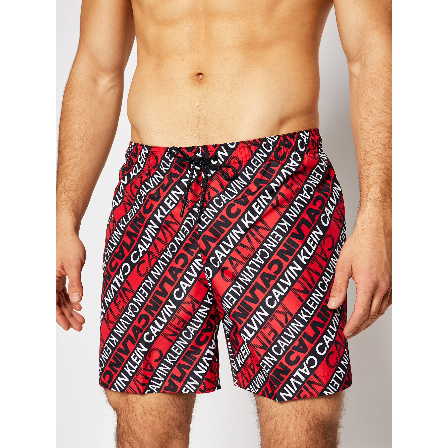 Calvin Klein Swimwear Úszónadrág Medium Drawstring KM0KM00550 Piros Regular Fit - Pepit.hu