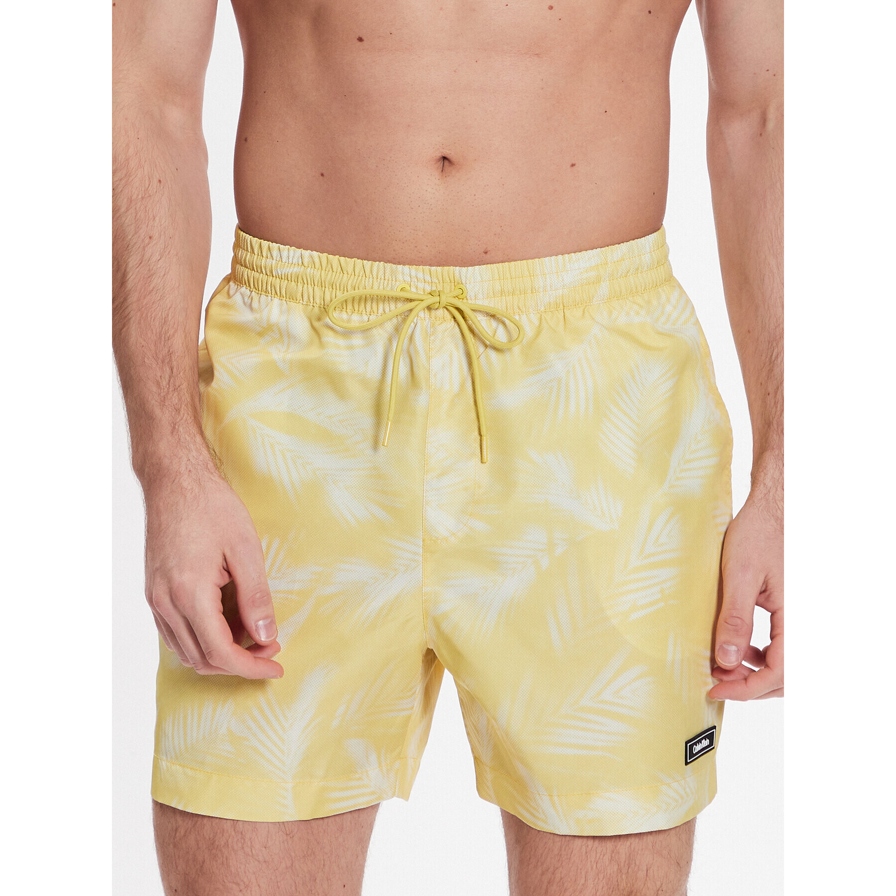 Calvin Klein Swimwear Úszónadrág Medium Drawstring Print KM0KM00813 Sárga Regular Fit - Pepit.hu